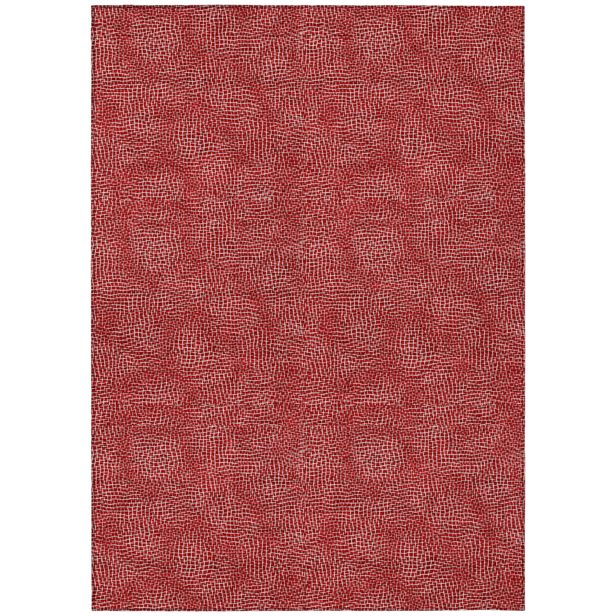 10' X 14' Red And Ivory Geometric Washable Indoor Outdoor Area Rug - 1 - Sports & Outdoor