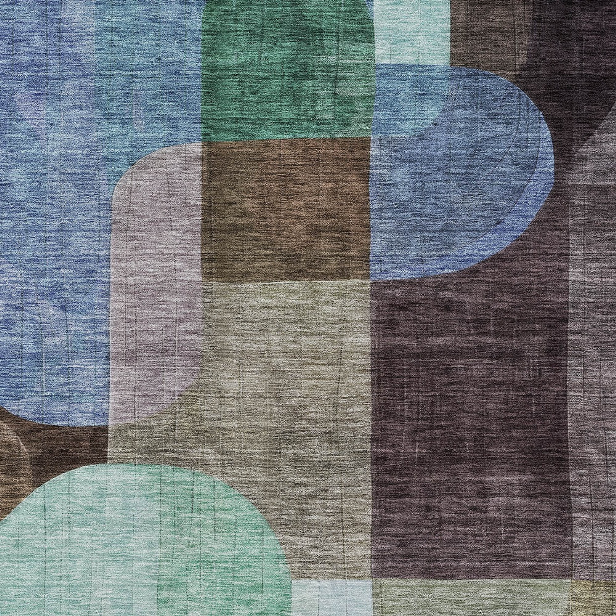 10' X 14' Brown Blue And Green Abstract Washable Indoor Outdoor Area Rug - 1 - Sports & Outdoor