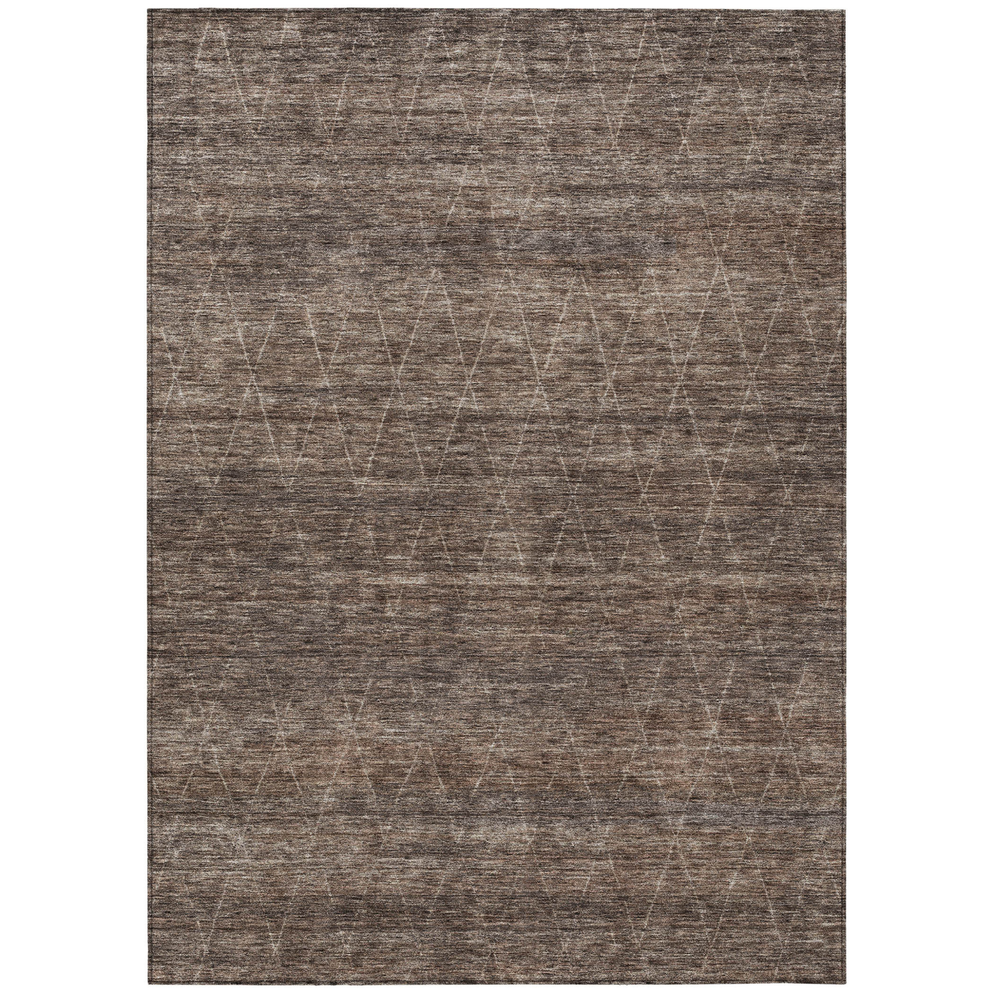 10' X 14' Coffee And Ivory Geometric Washable Indoor Outdoor Area Rug - 1 - Sports & Outdoor