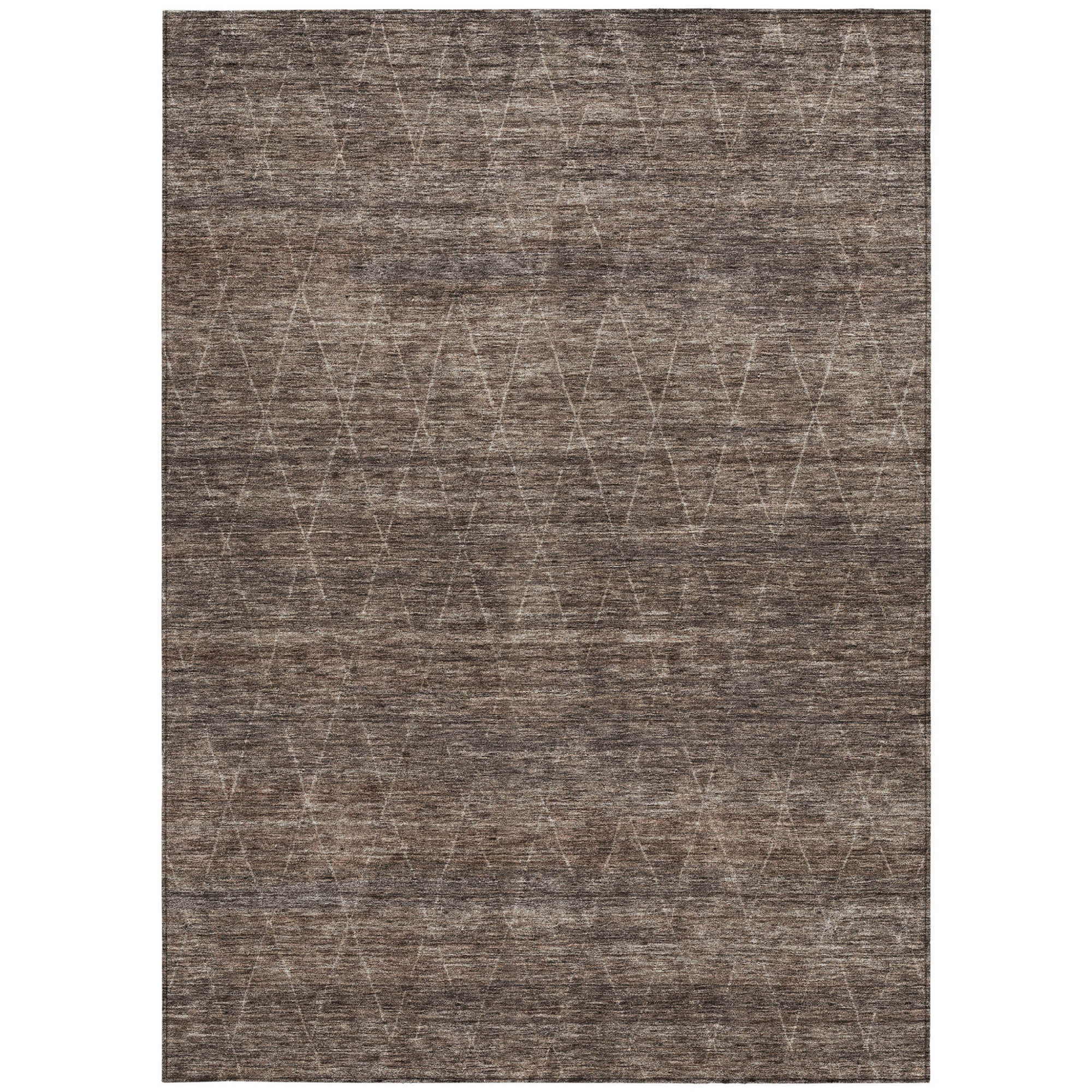 10' X 14' Coffee And Ivory Geometric Washable Indoor Outdoor Area Rug - 1 - Sports & Outdoor