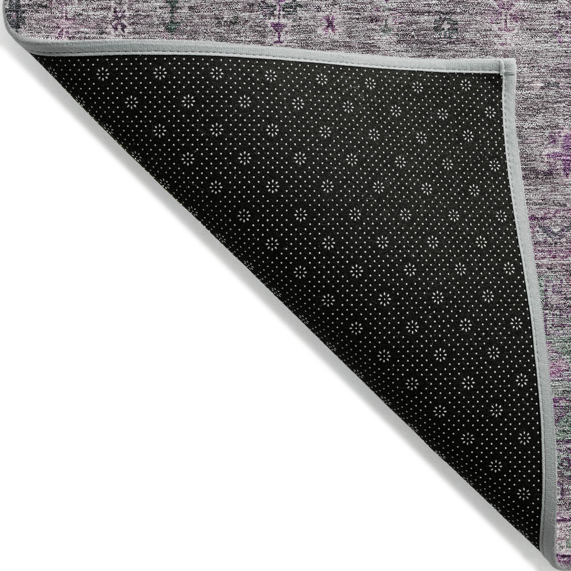10' X 14' Purple And Gray Floral Washable Indoor Outdoor Area Rug - 1 - Sports & Outdoor