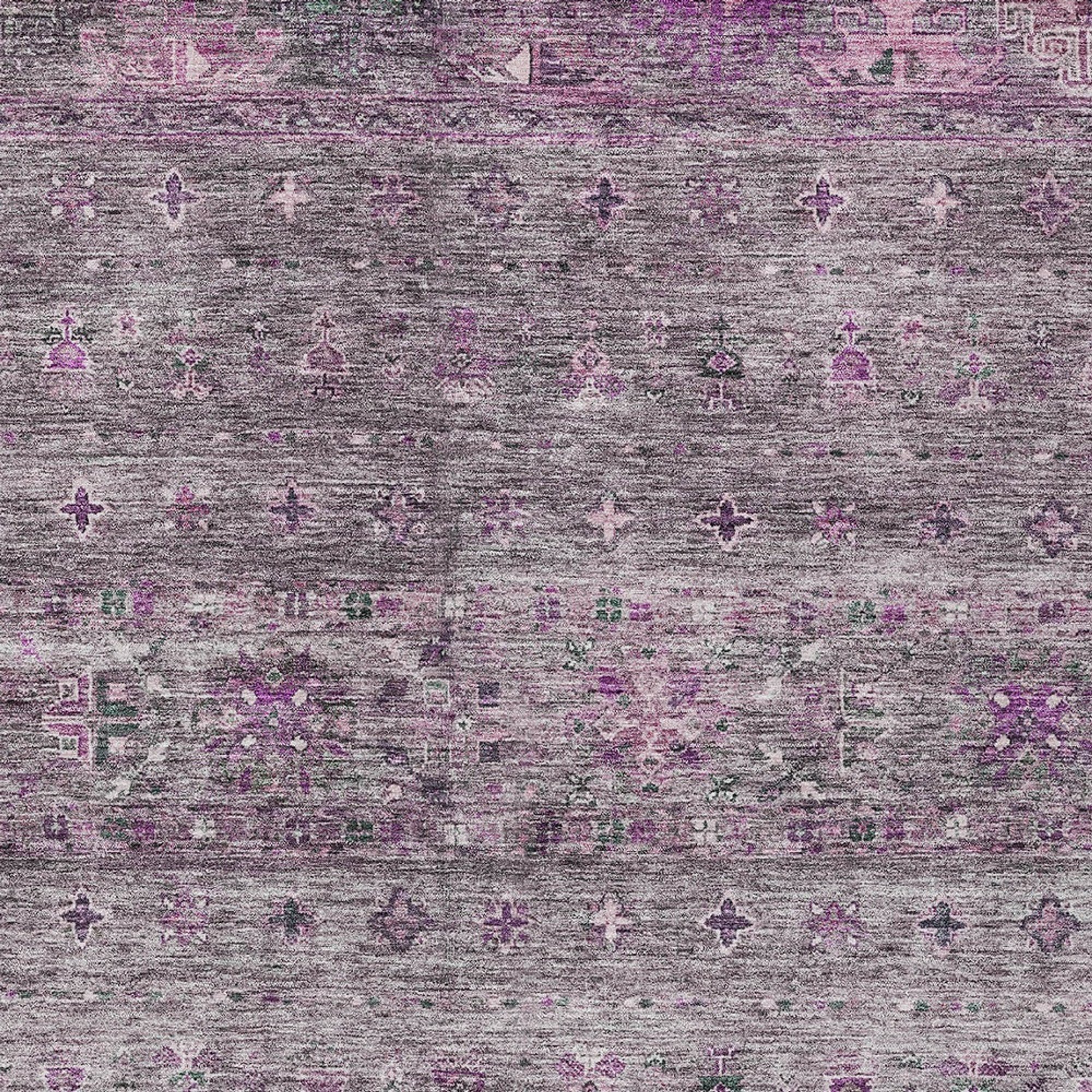 10' X 14' Purple And Gray Floral Washable Indoor Outdoor Area Rug - 1 - Sports & Outdoor