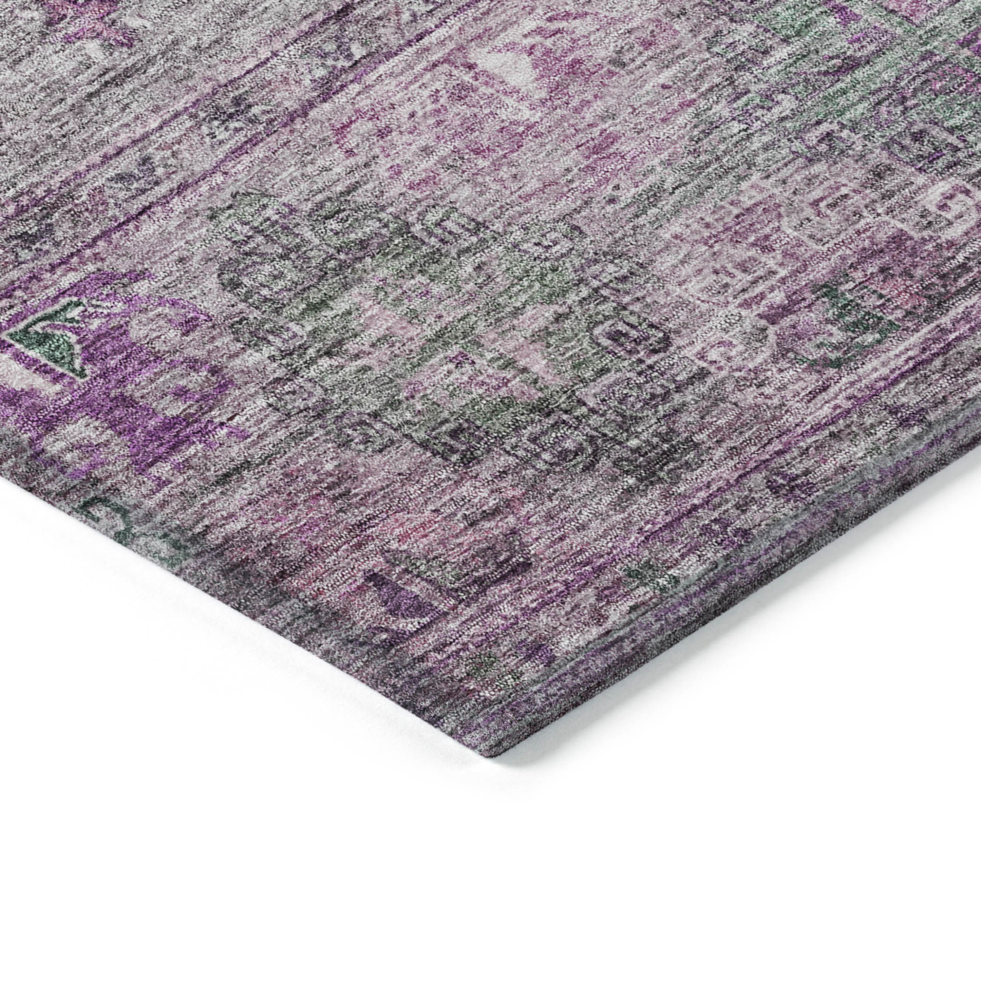 10' X 14' Purple And Gray Floral Washable Indoor Outdoor Area Rug - 1 - Sports & Outdoor