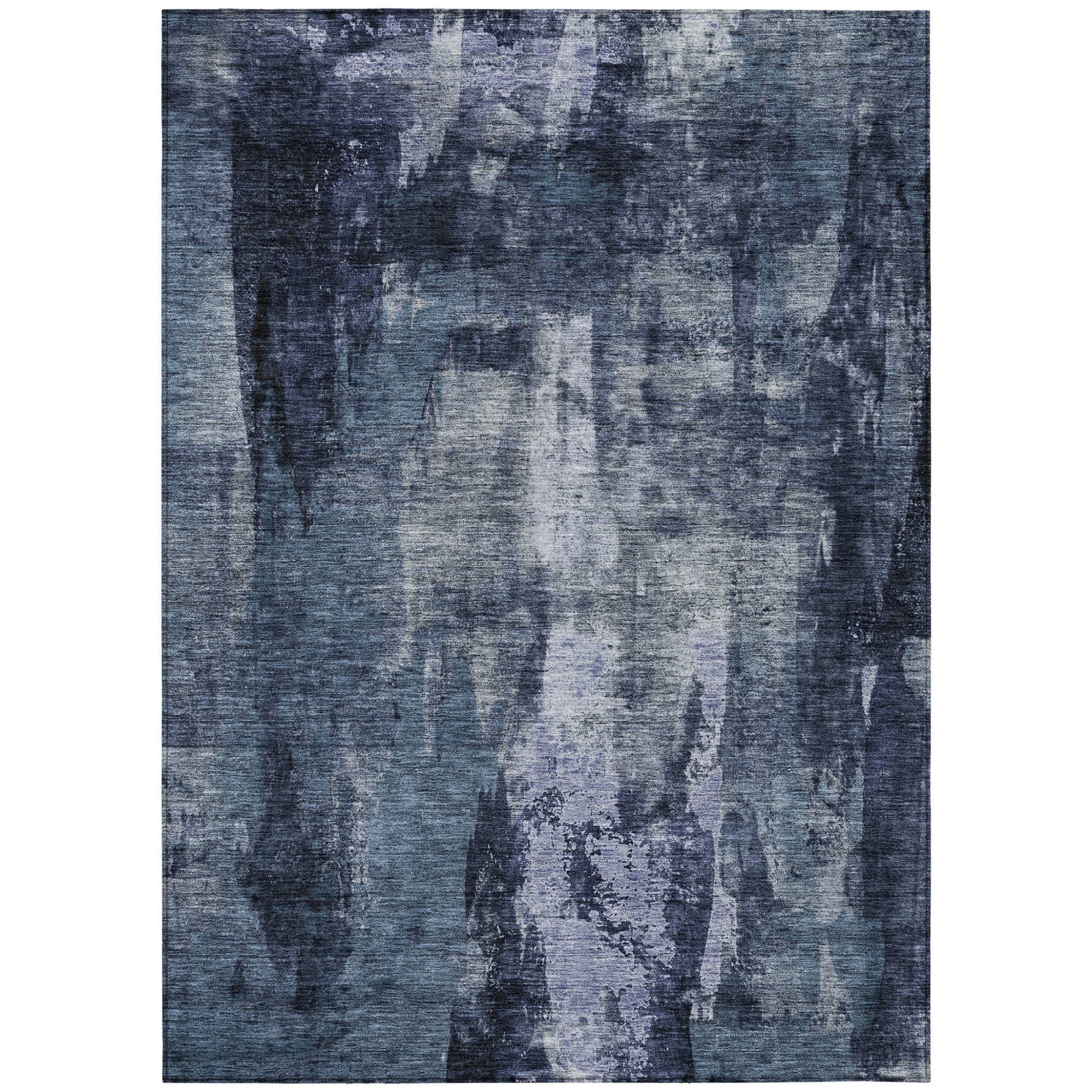 10' X 14' Navy Blue Black And Gray Abstract Washable Indoor Outdoor Area Rug - 1 - Sports & Outdoor