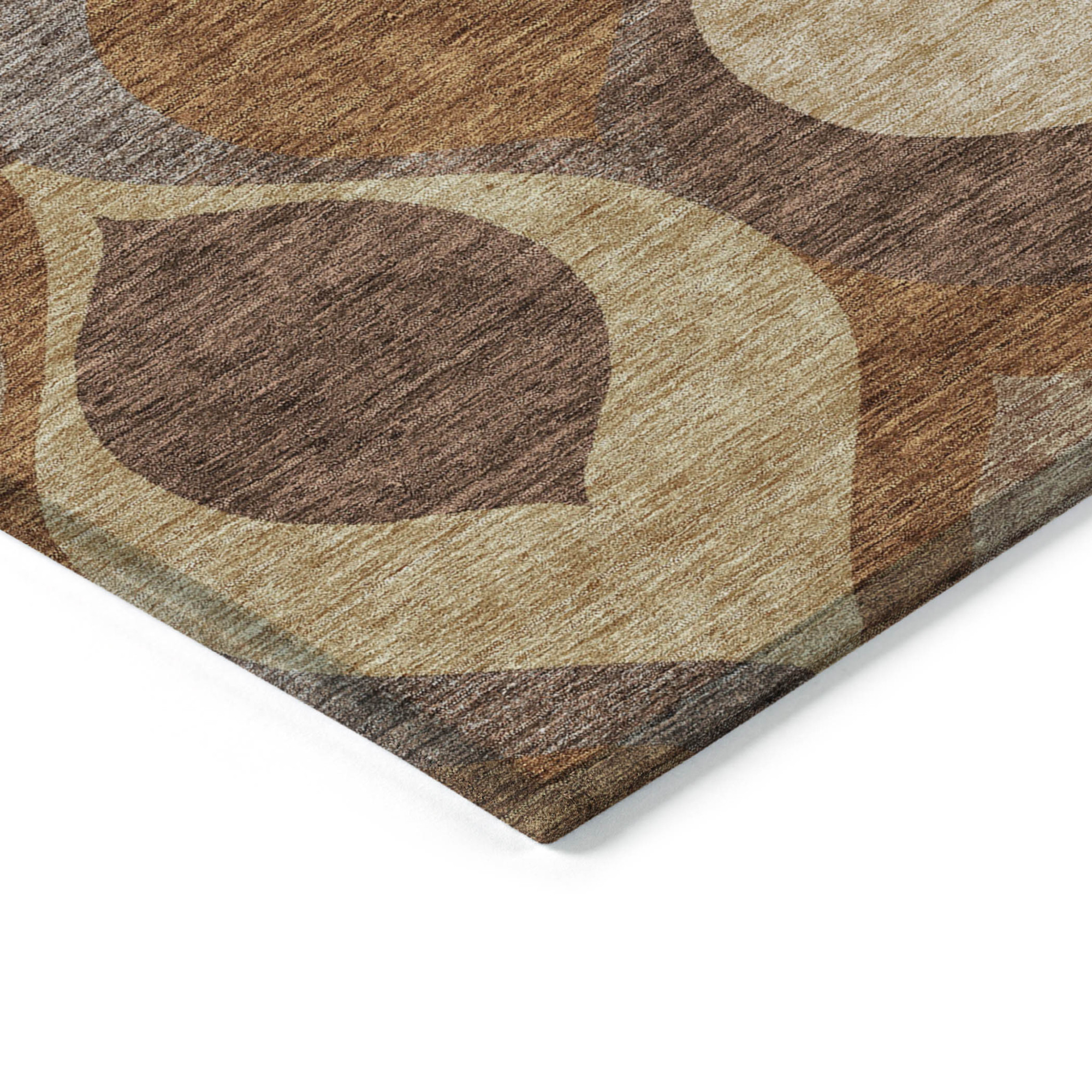10' X 14' Copper Beige And Taupe Ogee Washable Indoor Outdoor Area Rug - 1 - Sports & Outdoor