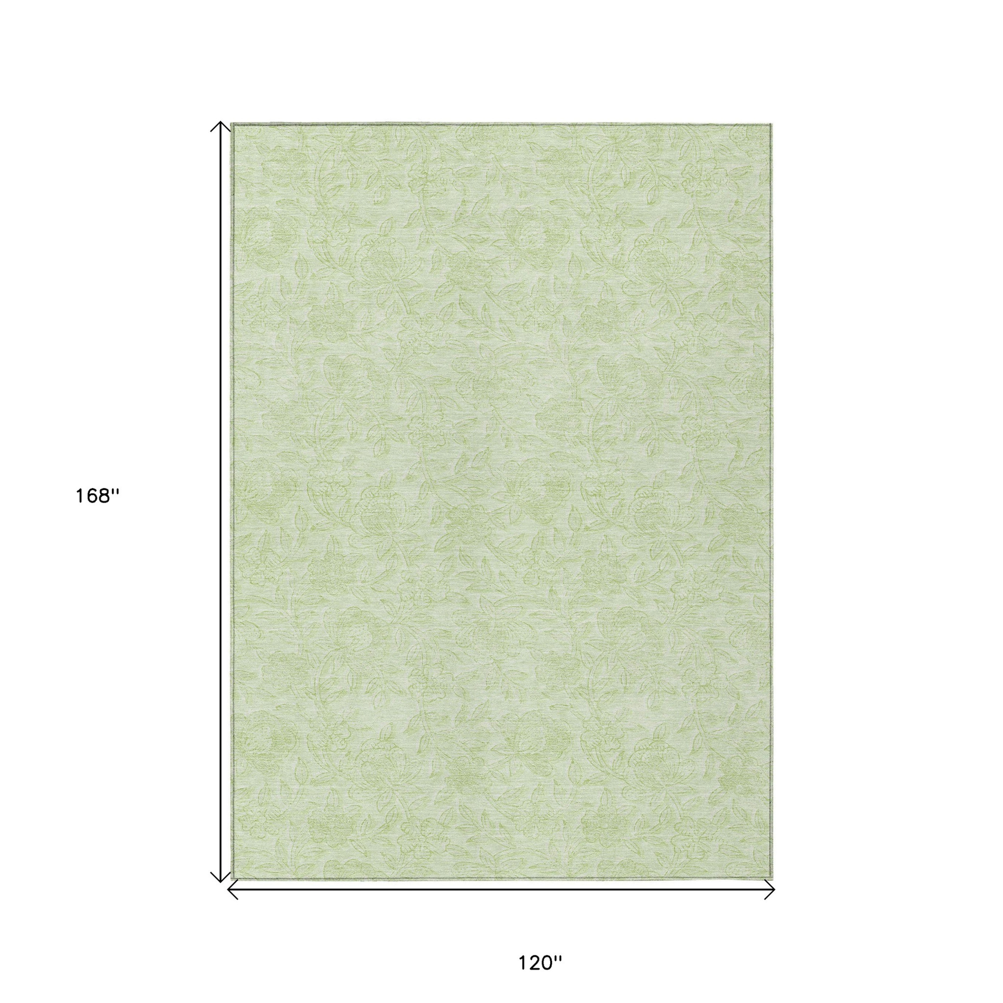10' X 14' Artichoke Green And Mint Green Floral Washable Indoor Outdoor Area Rug - 1 - Sports & Outdoor