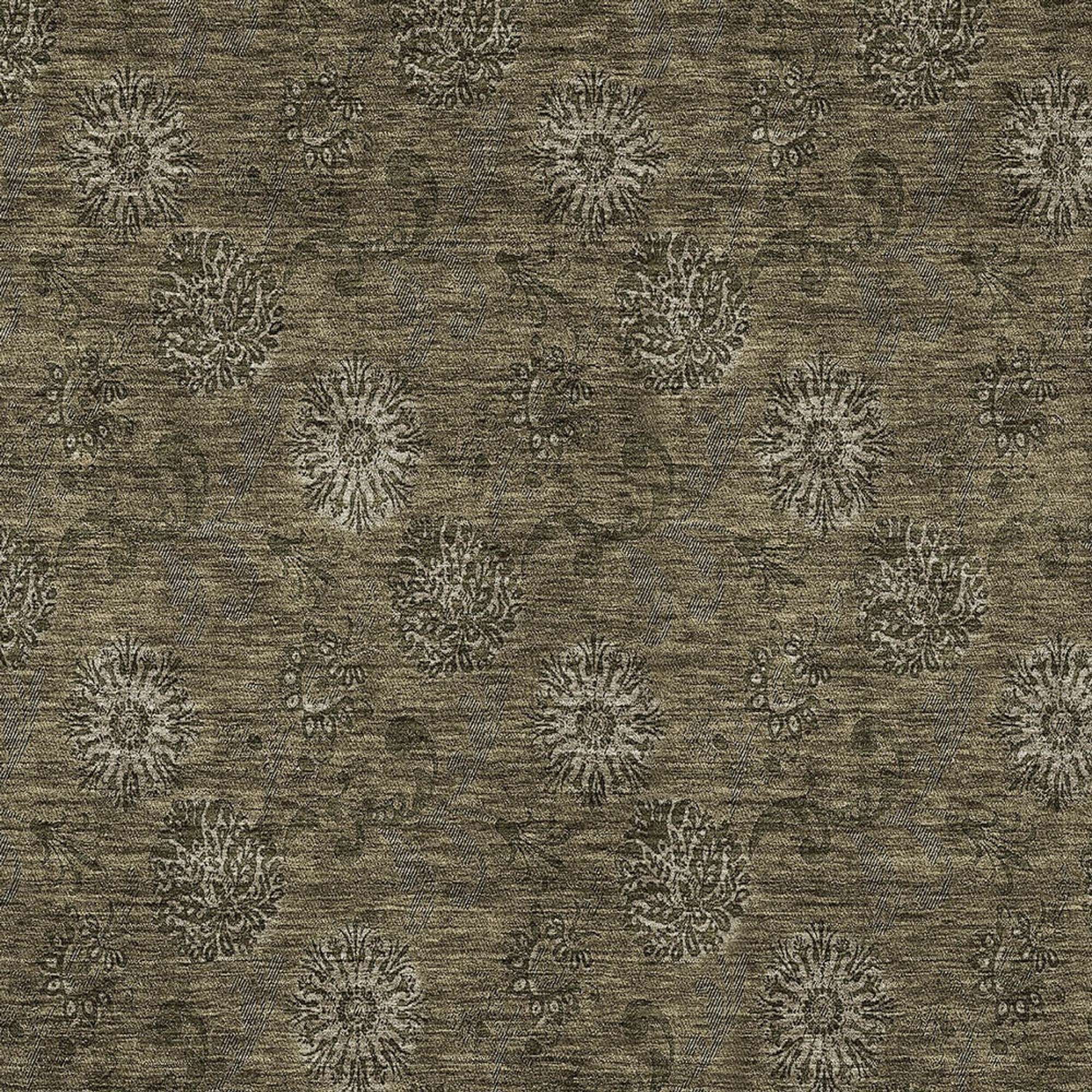 10' X 14' Brown And Beige Floral Washable Indoor Outdoor Area Rug - 1 - Sports & Outdoor