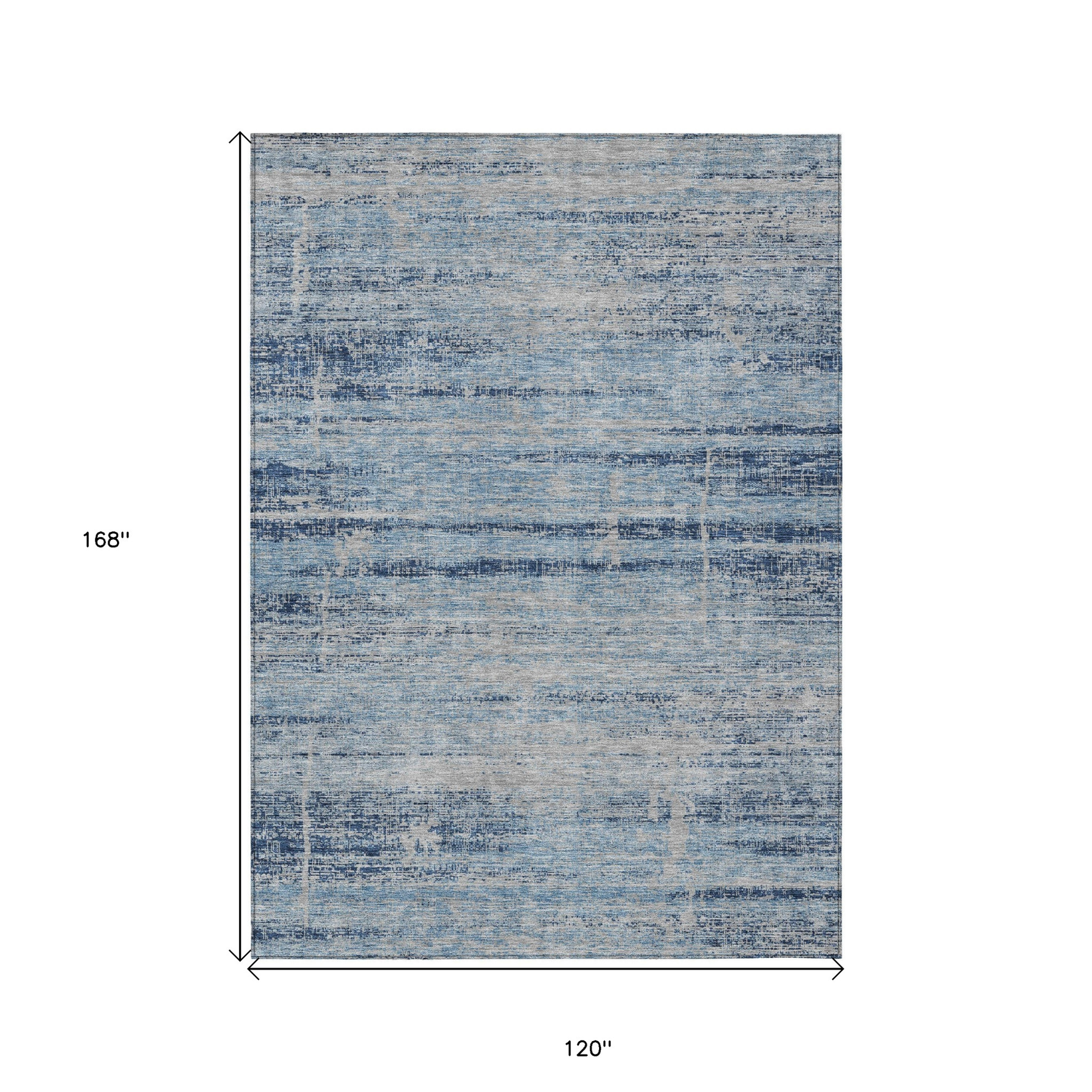 10' X 14' Sky Blue And Navy Blue Abstract Washable Indoor Outdoor Area Rug - 1 - Sports & Outdoor
