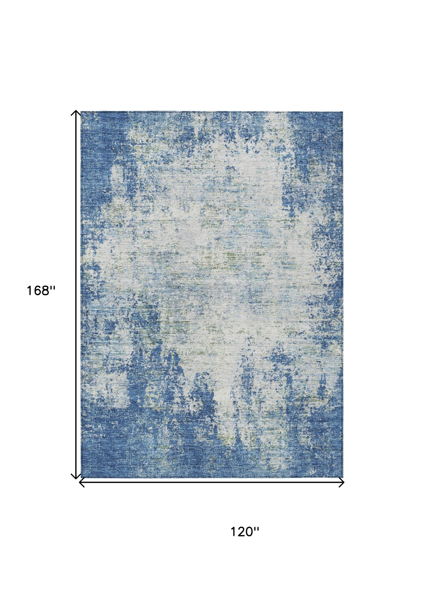 10' X 14' Denim Blue And Ivory Abstract Washable Indoor Outdoor Area Rug - 1 - Sports & Outdoor
