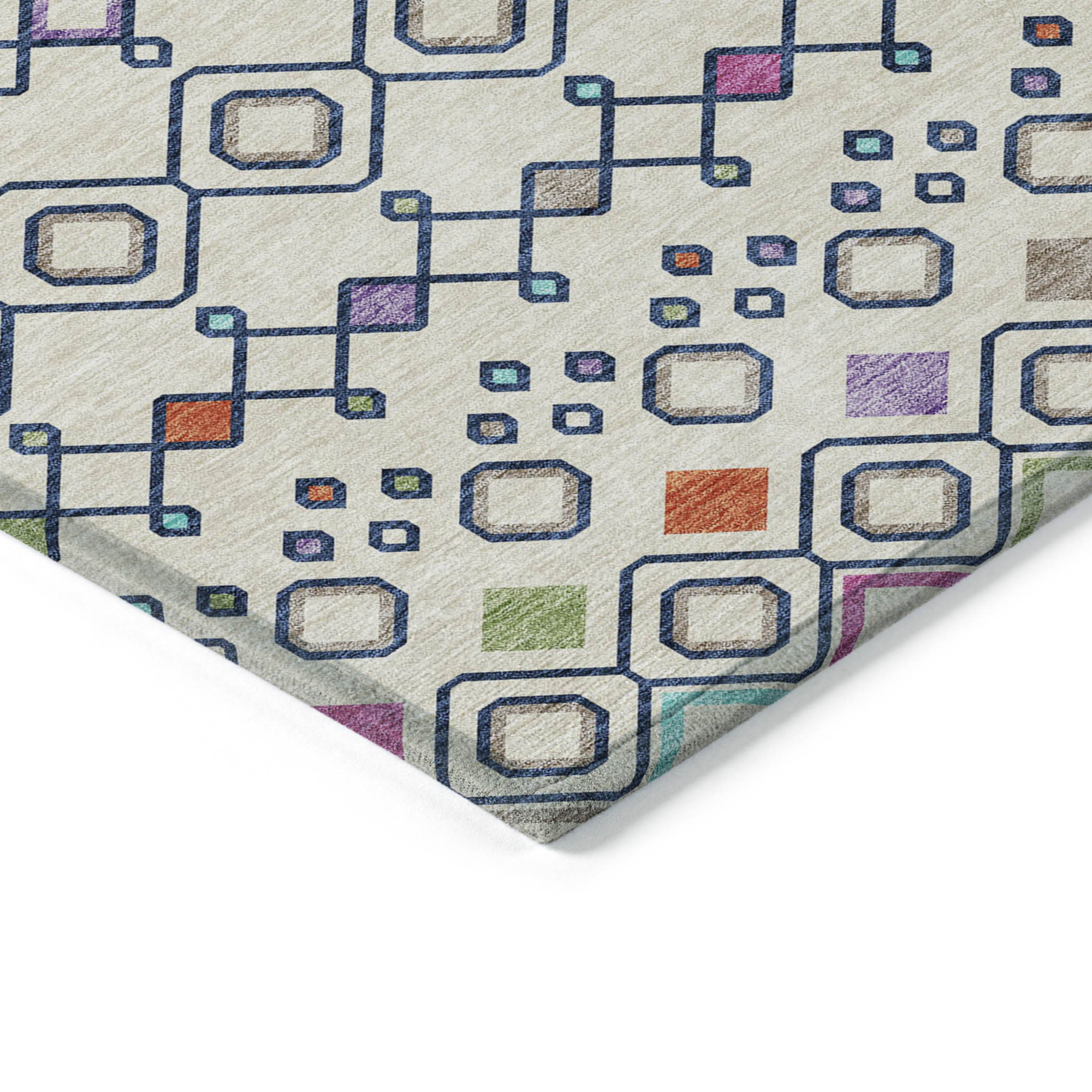 10' X 14' Linen Pink And Orange Geometric Washable Indoor Outdoor Area Rug - 1 - Sports & Outdoor