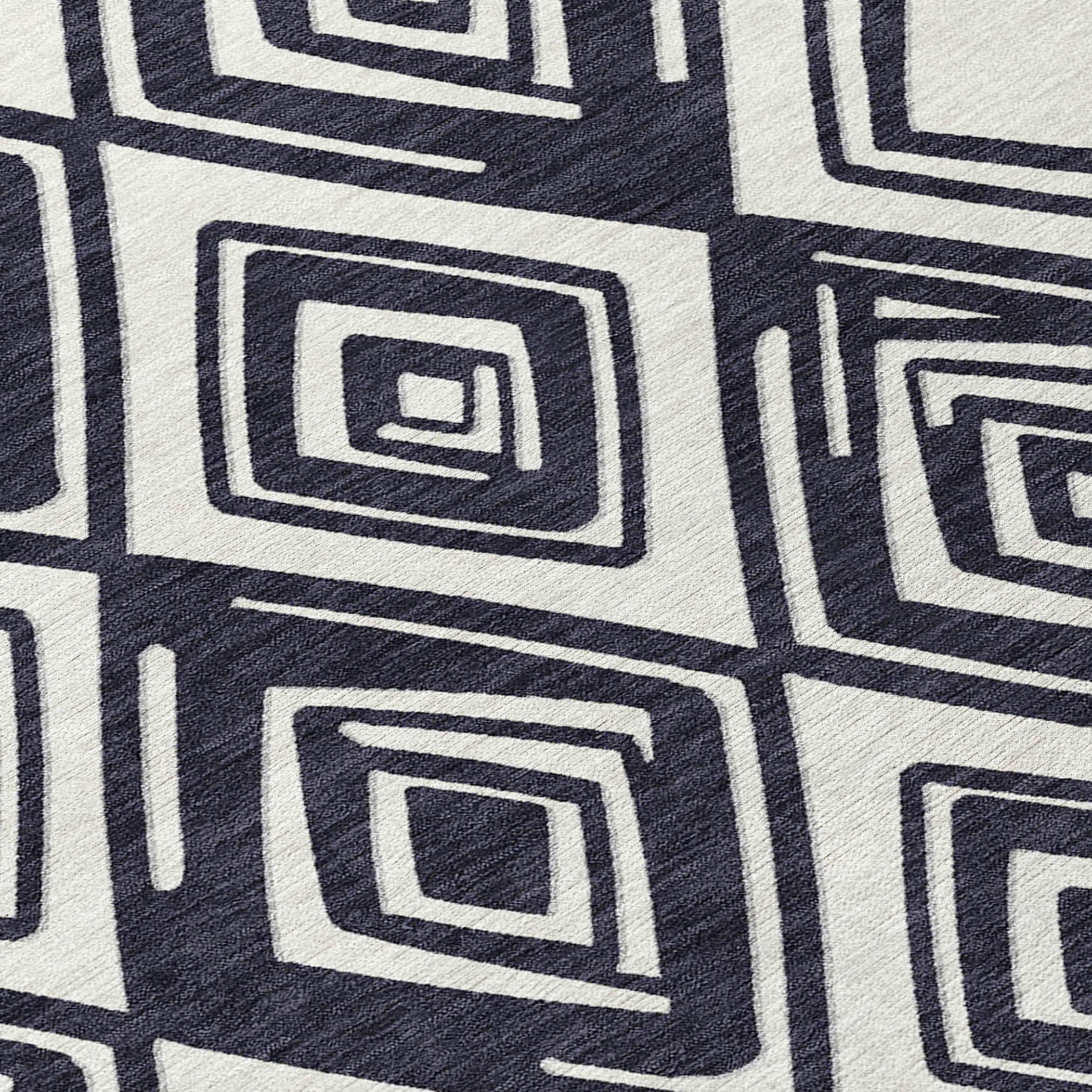 10' X 14' Black And Ivory Geometric Washable Indoor Outdoor Area Rug - 1 - Sports & Outdoor
