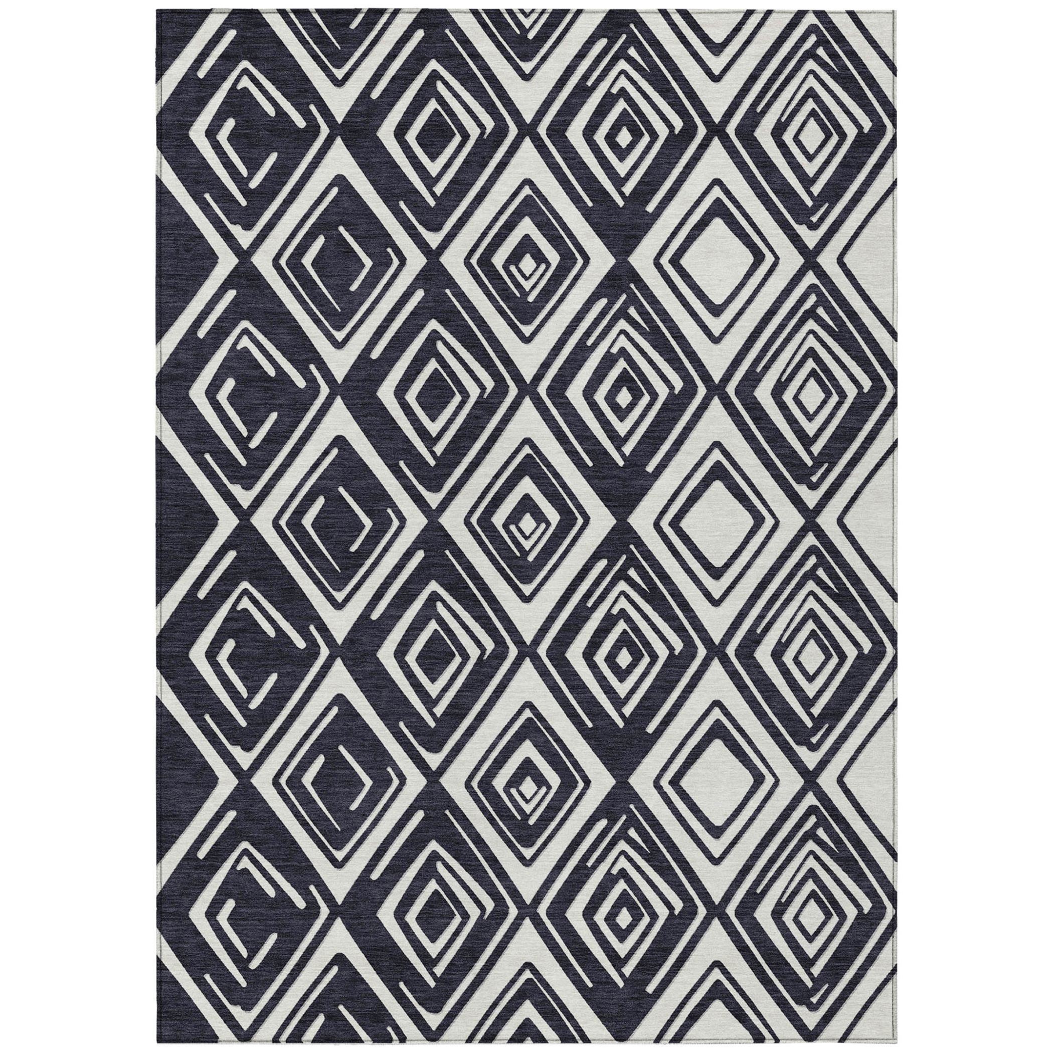 10' X 14' Black And Ivory Geometric Washable Indoor Outdoor Area Rug - 1 - Sports & Outdoor