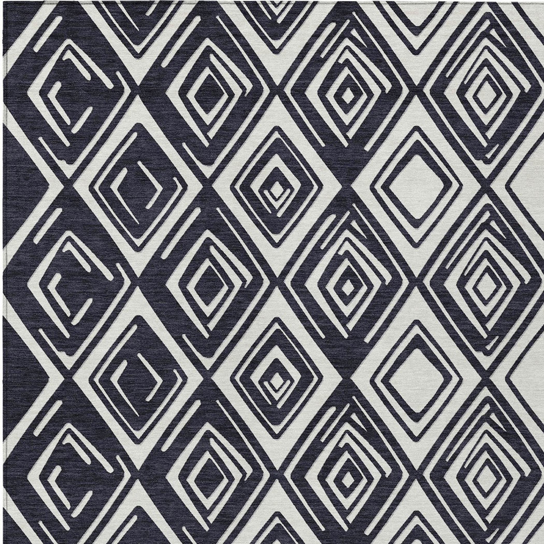 10' X 14' Black And Ivory Geometric Washable Indoor Outdoor Area Rug - 1 - Sports & Outdoor
