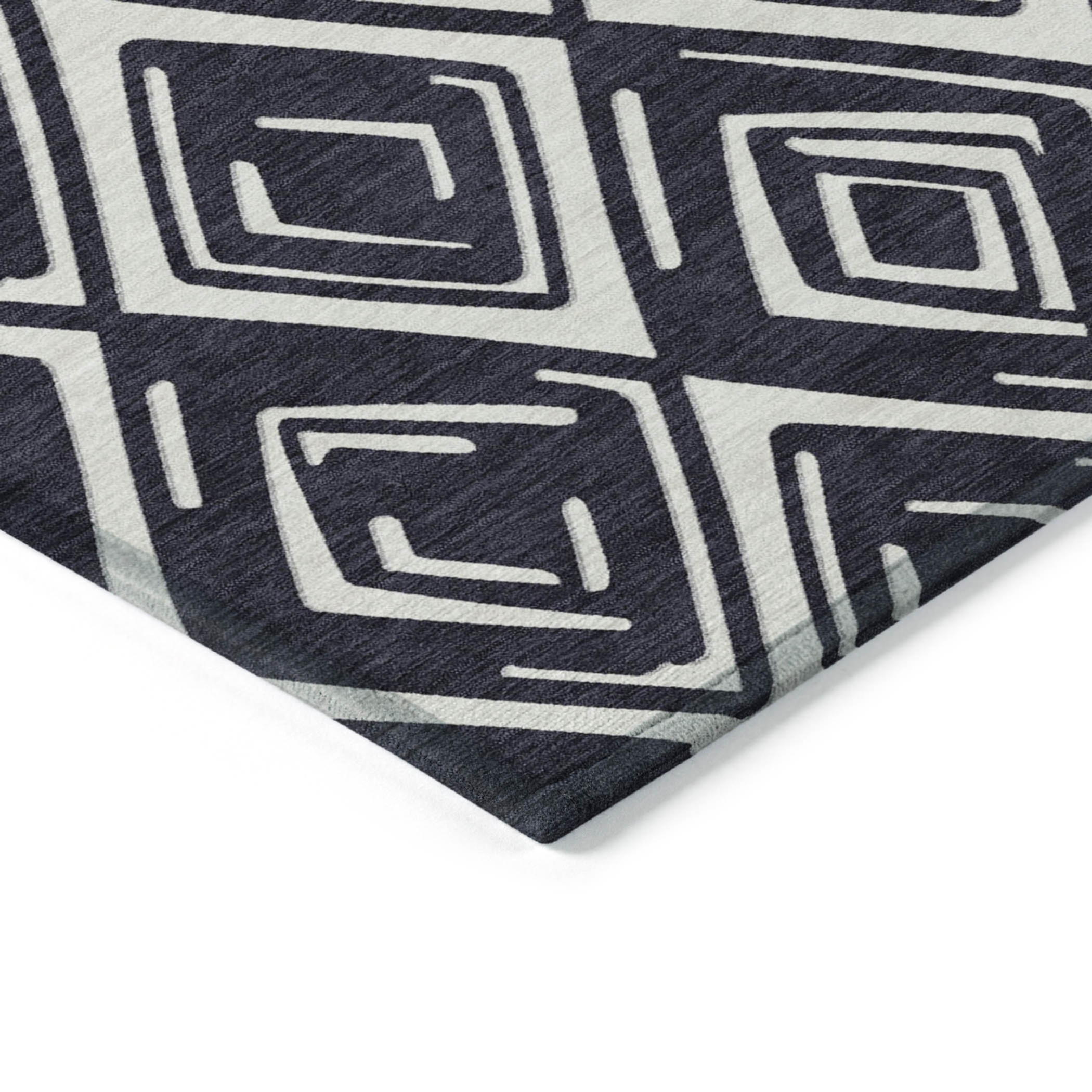 10' X 14' Black And Ivory Geometric Washable Indoor Outdoor Area Rug - 1 - Sports & Outdoor