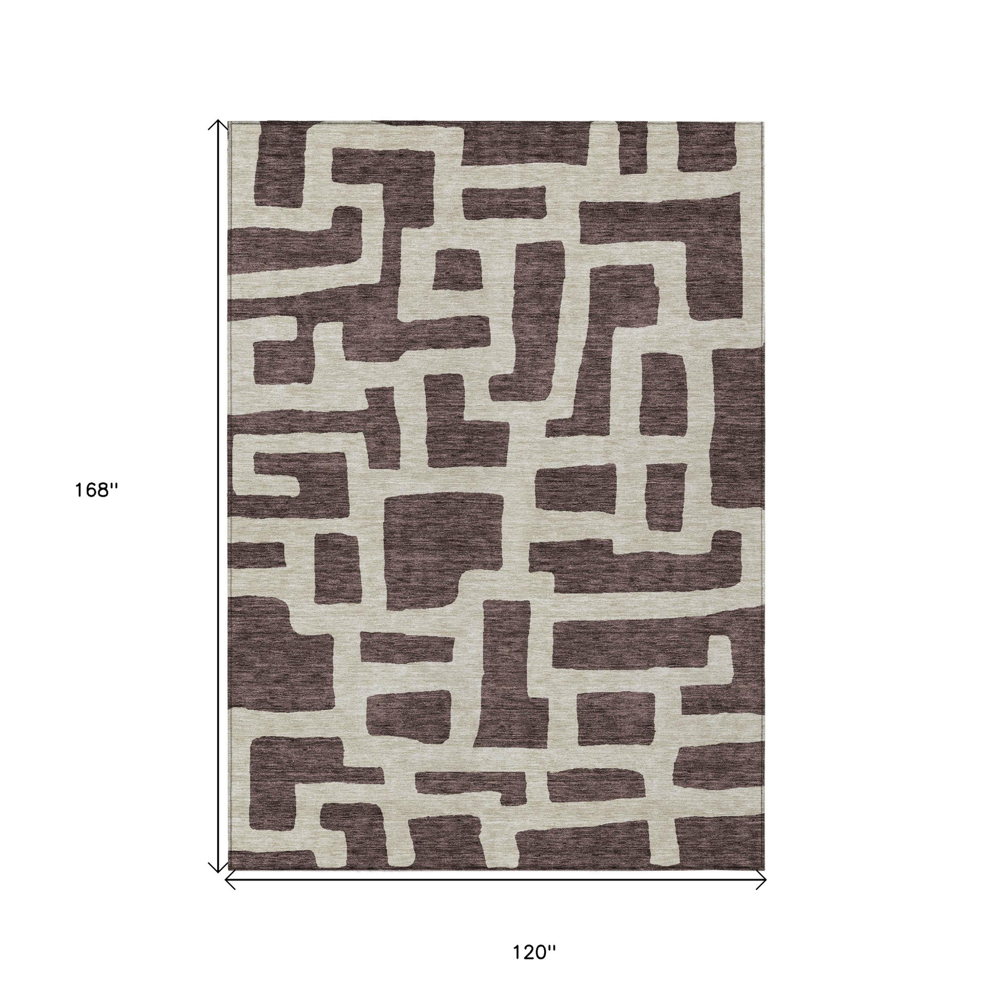 10' X 14' Brown And Beige Abstract Washable Indoor Outdoor Area Rug - 1 - Sports & Outdoor