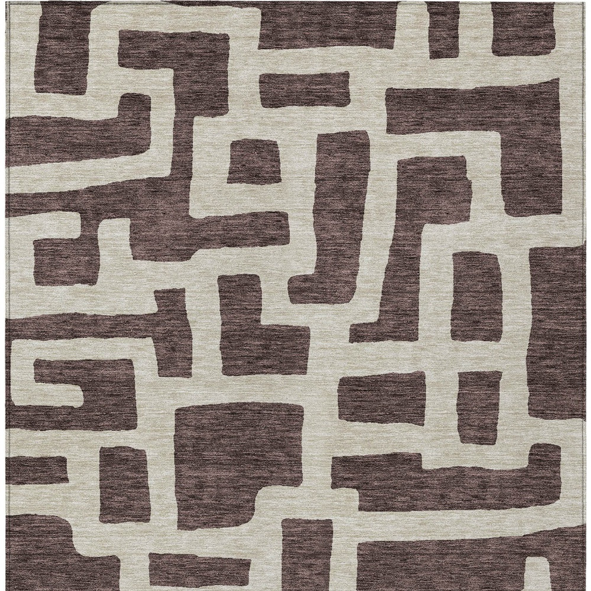 10' X 14' Brown And Beige Abstract Washable Indoor Outdoor Area Rug - 1 - Sports & Outdoor