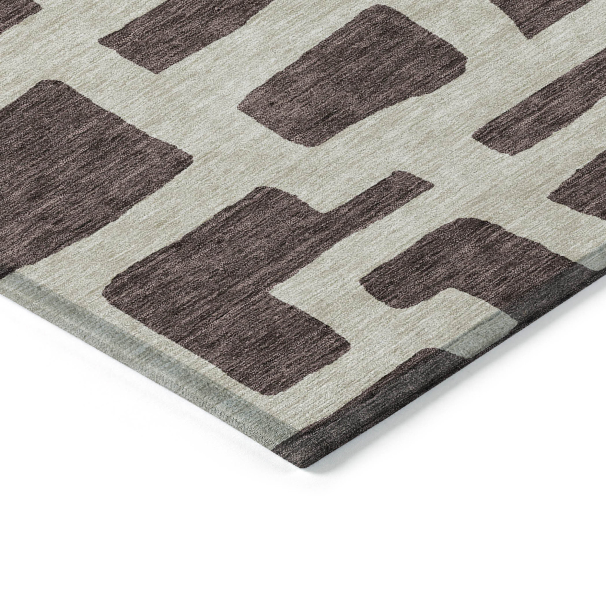 10' X 14' Brown And Beige Abstract Washable Indoor Outdoor Area Rug - 1 - Sports & Outdoor