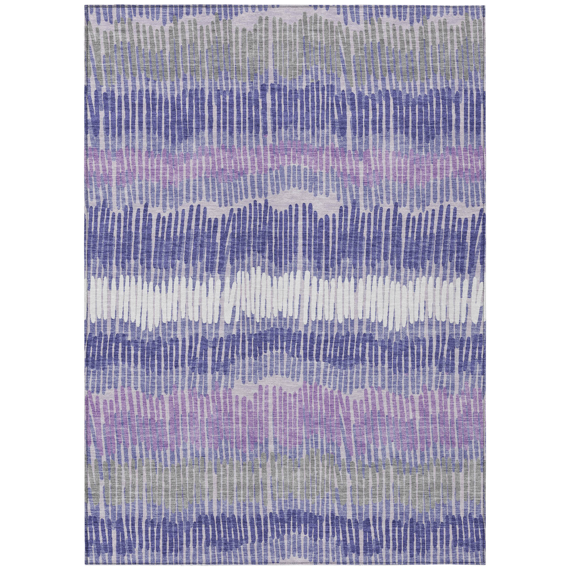 10' X 14' Purple And Gray Striped Washable Indoor Outdoor Area Rug - 1 - Sports & Outdoor