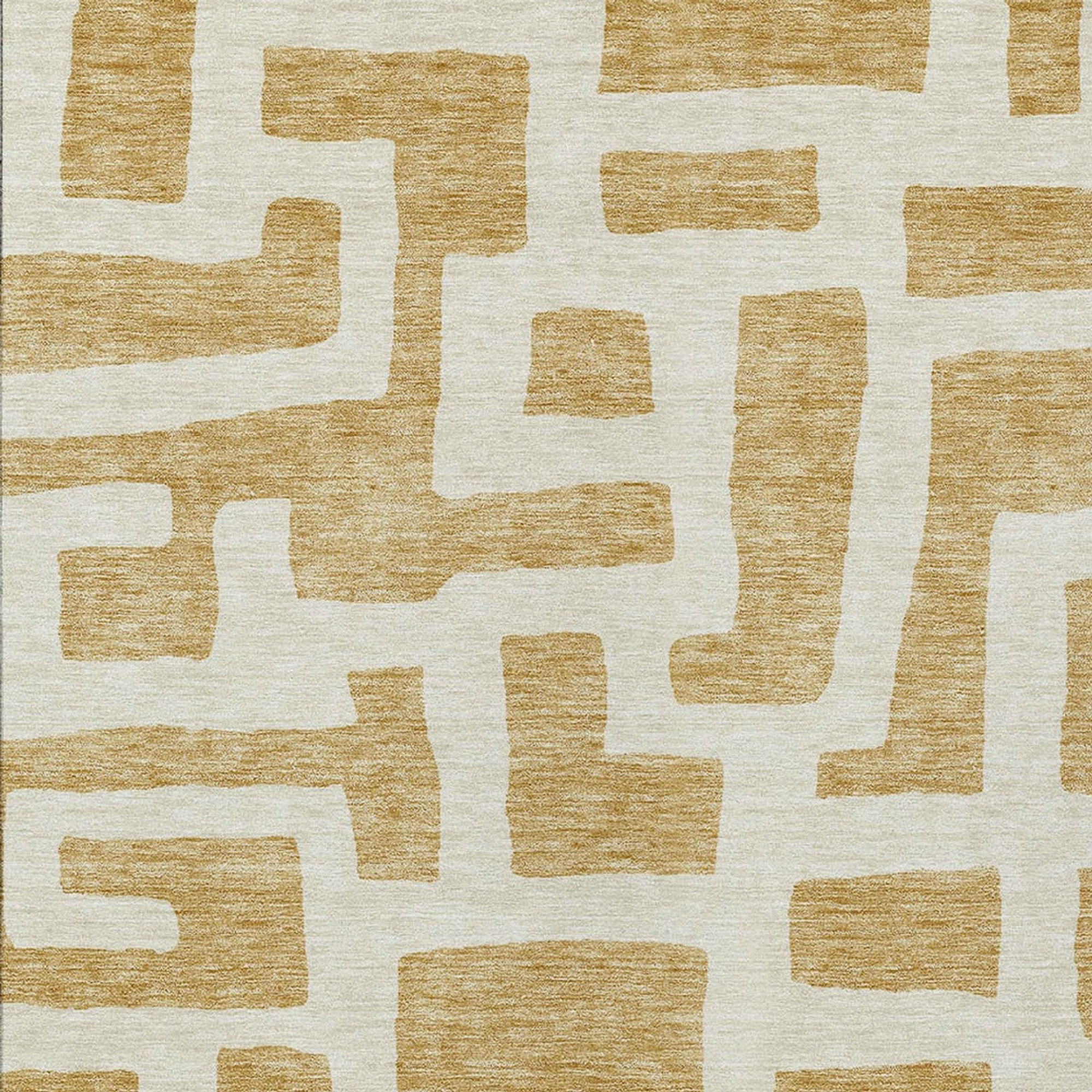 10' X 14' Gold And Ivory Abstract Washable Indoor Outdoor Area Rug - 1 - Sports & Outdoor