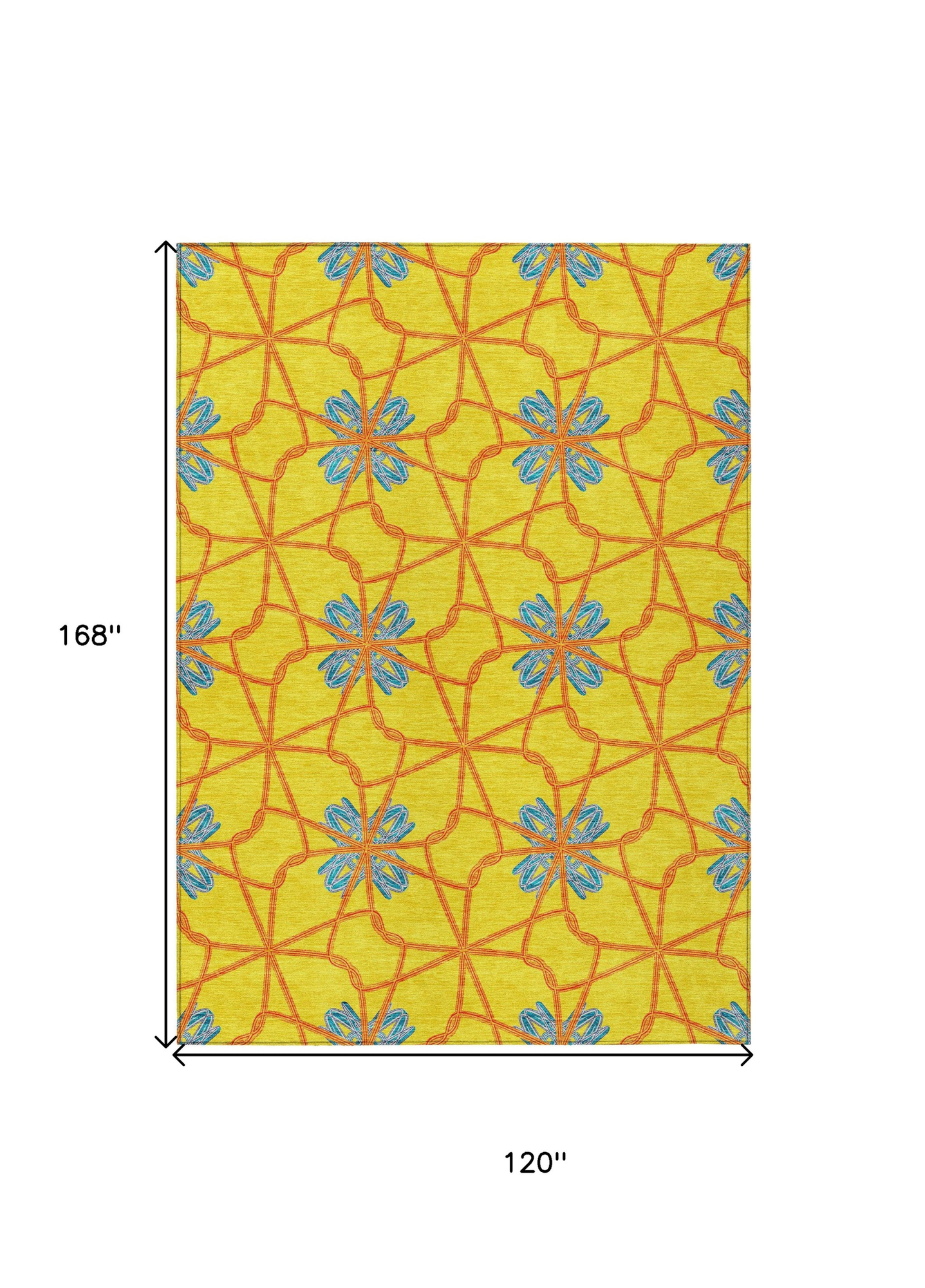 10' X 14' Yellow And Teal Blue Geometric Washable Indoor Outdoor Area Rug - 1 - Sports & Outdoor