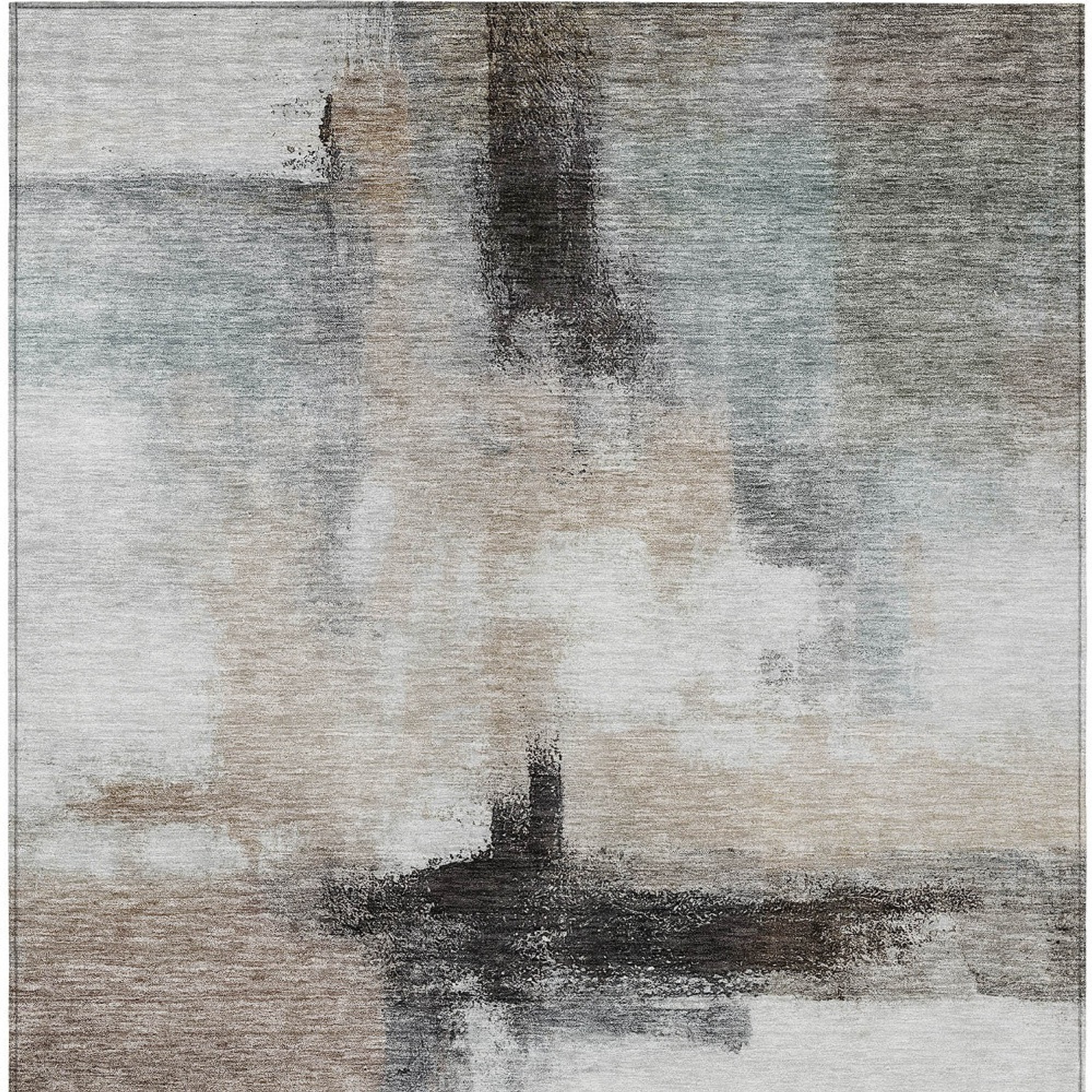 10' X 14' Brown Black And Gray Abstract Washable Indoor Outdoor Area Rug - 1 - Sports & Outdoor