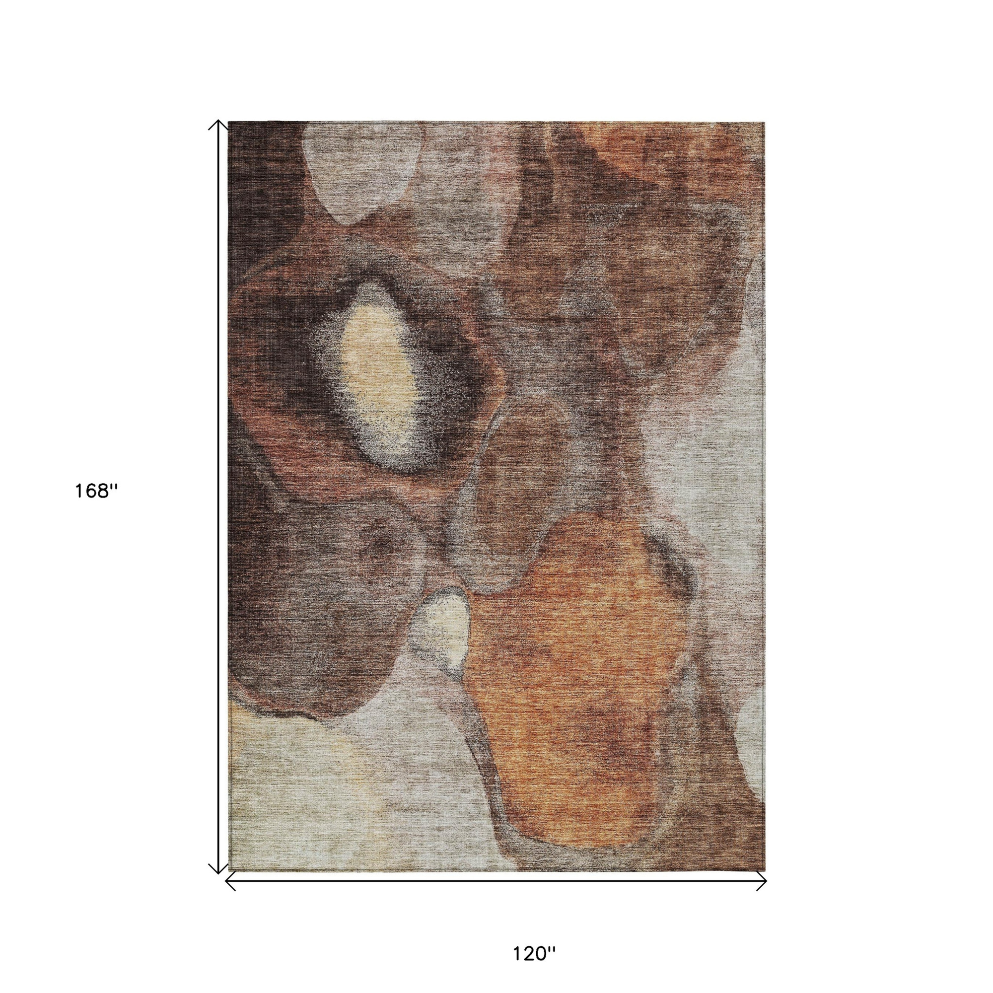 10' X 14' Coffee Copper And Beige Abstract Washable Indoor Outdoor Area Rug - 1 - Sports & Outdoor