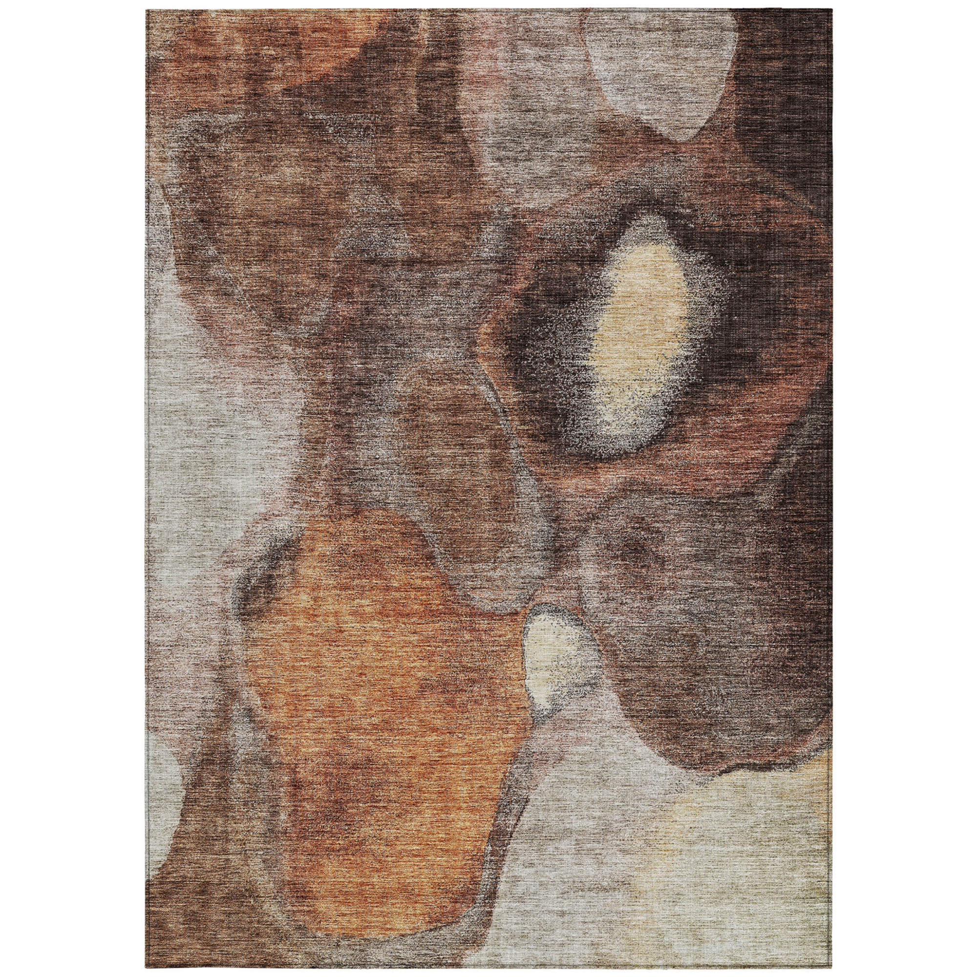 10' X 14' Coffee Copper And Beige Abstract Washable Indoor Outdoor Area Rug - 1 - Sports & Outdoor