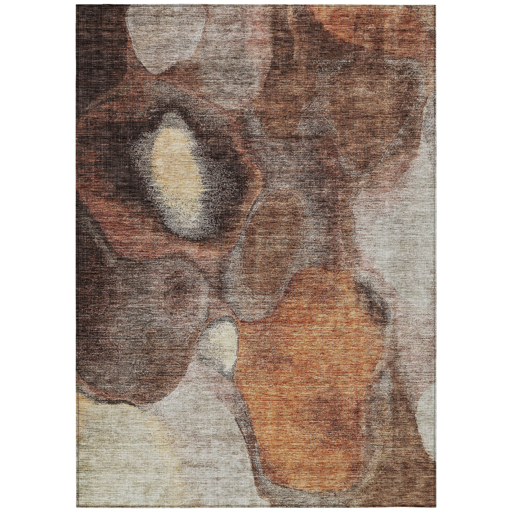 10' X 14' Coffee Copper And Beige Abstract Washable Indoor Outdoor Area Rug - 1 - Sports & Outdoor