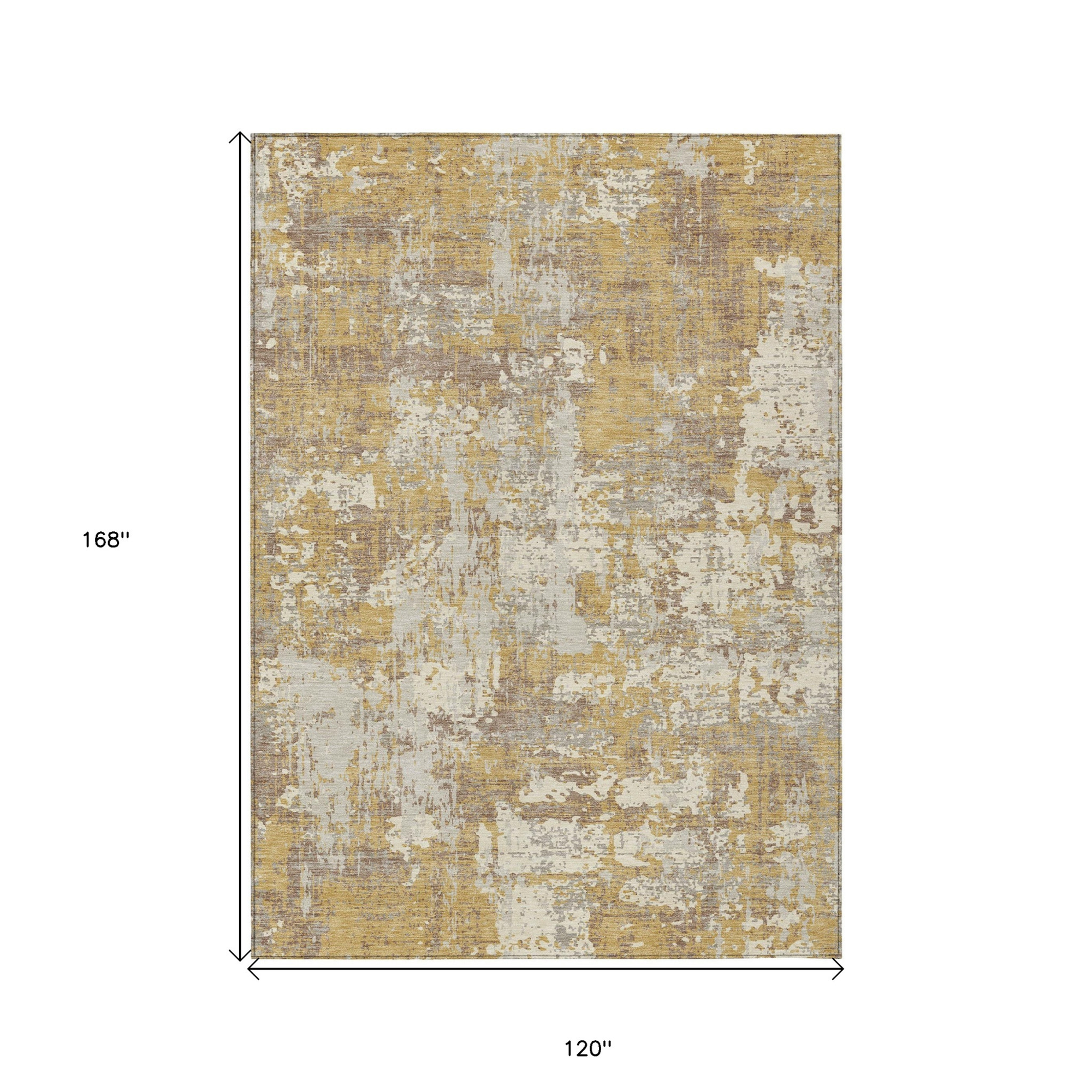 10' X 14' Gold Brown And Beige Abstract Washable Indoor Outdoor Area Rug - 1 - Sports & Outdoor