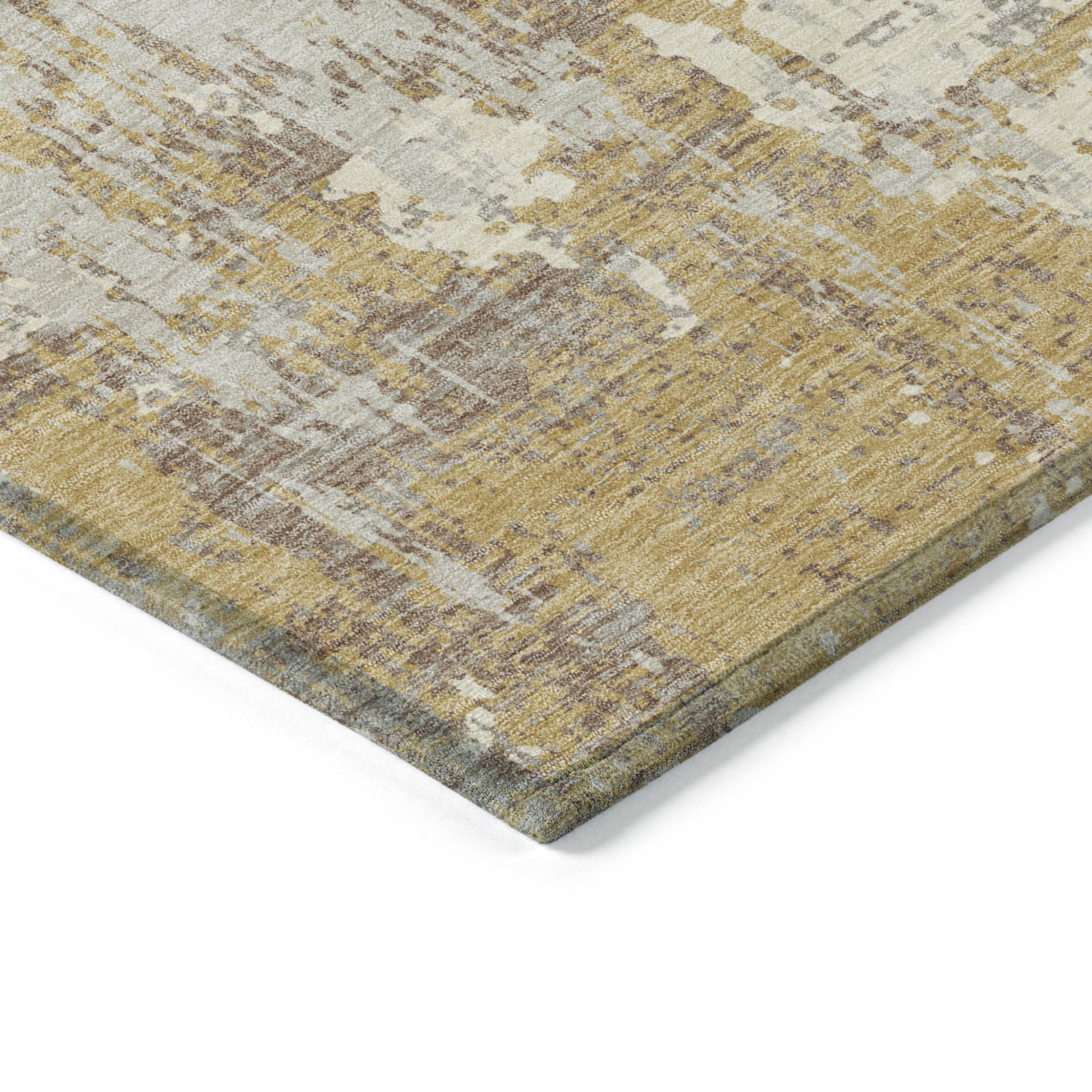 10' X 14' Gold Brown And Beige Abstract Washable Indoor Outdoor Area Rug - 1 - Sports & Outdoor