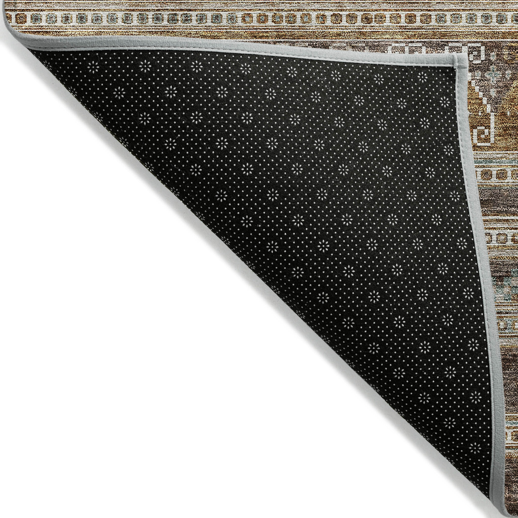 10' X 14' Chocolate And Gray Southwestern Washable Indoor Outdoor Area Rug - 1 - Sports & Outdoor