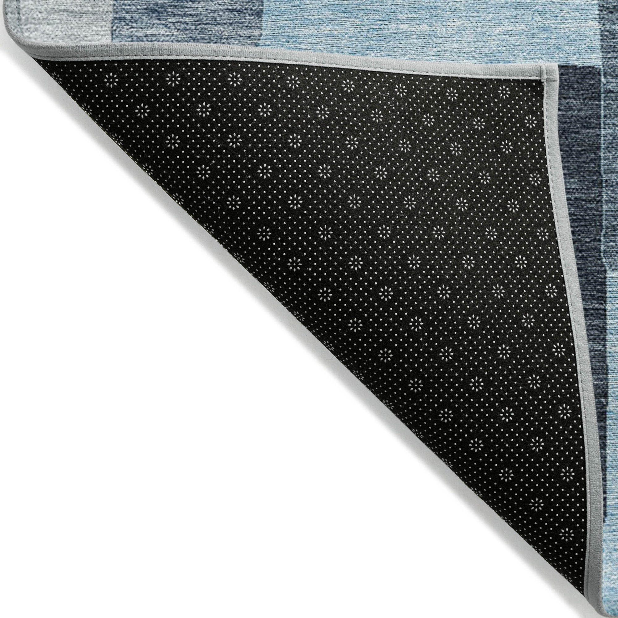 10' X 14' Sky Blue Denim Blue And Gray Geometric Washable Indoor Outdoor Area Rug - 1 - Sports & Outdoor