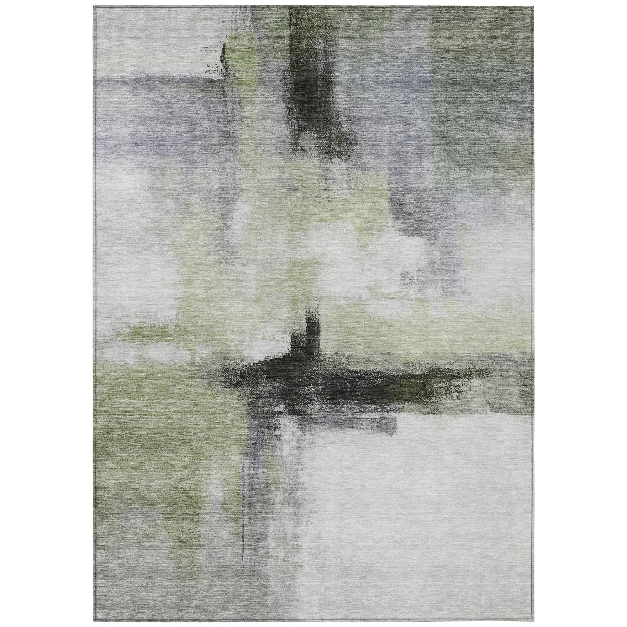 10' X 14' Sage Black And Gray Abstract Washable Indoor Outdoor Area Rug - 1 - Sports & Outdoor