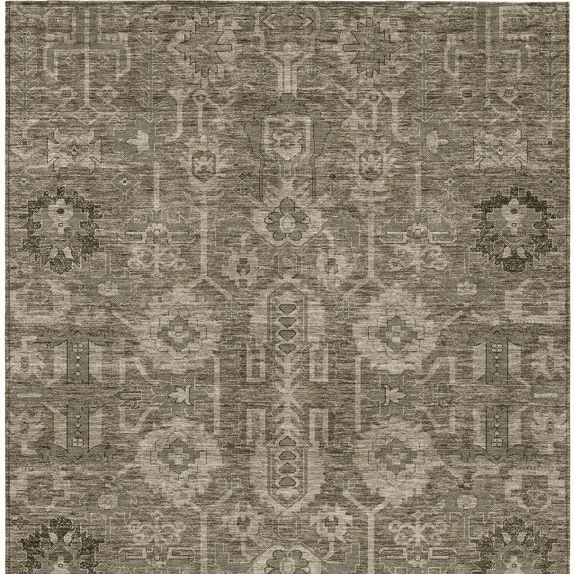 10' X 14' Brown Gray And Charcoal Oriental Washable Indoor Outdoor Area Rug - 1 - Sports & Outdoor