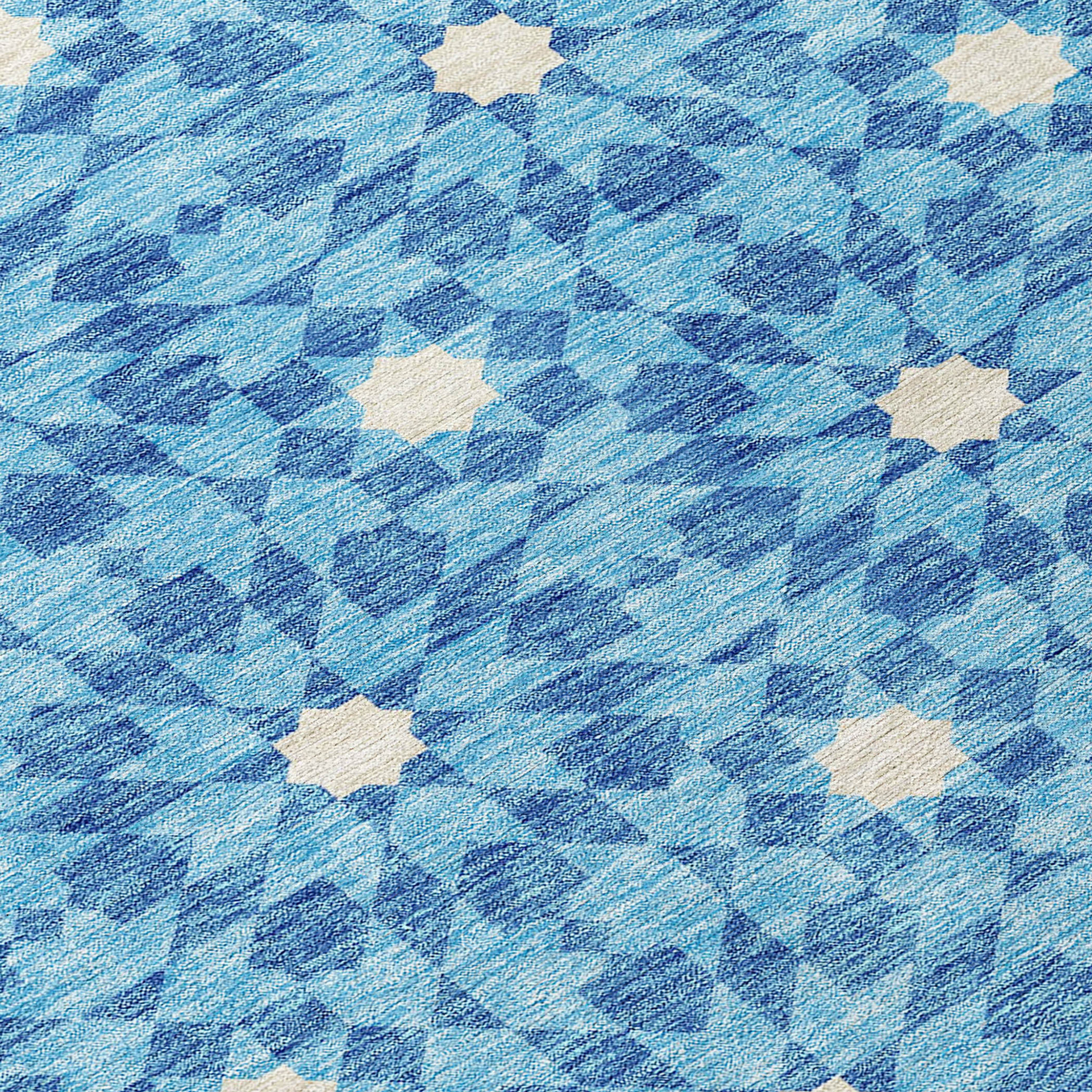 10' X 14' Denim Blue And Ivory Floral Medallion Washable Indoor Outdoor Area Rug - 1 - Sports & Outdoor