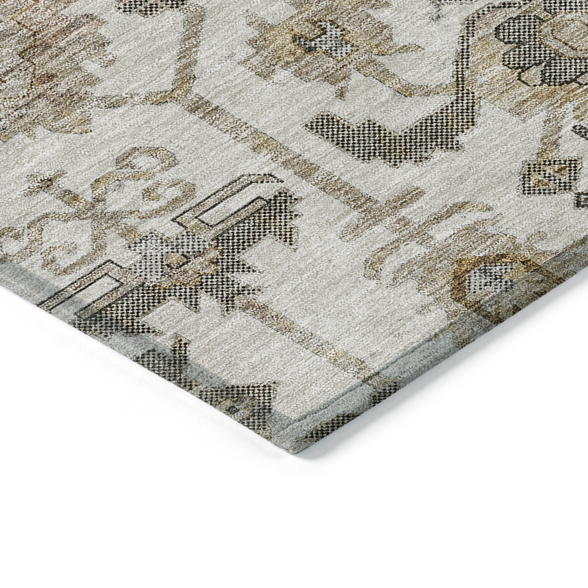 10' X 14' Ivory Beige And Taupe Oriental Washable Indoor Outdoor Area Rug - 1 - Sports & Outdoor