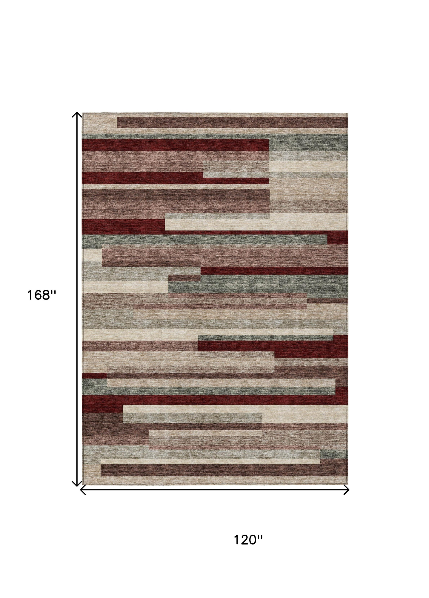 10' X 14' Merlot Burgundy And Beige Striped Washable Indoor Outdoor Area Rug - 1 - Sports & Outdoor