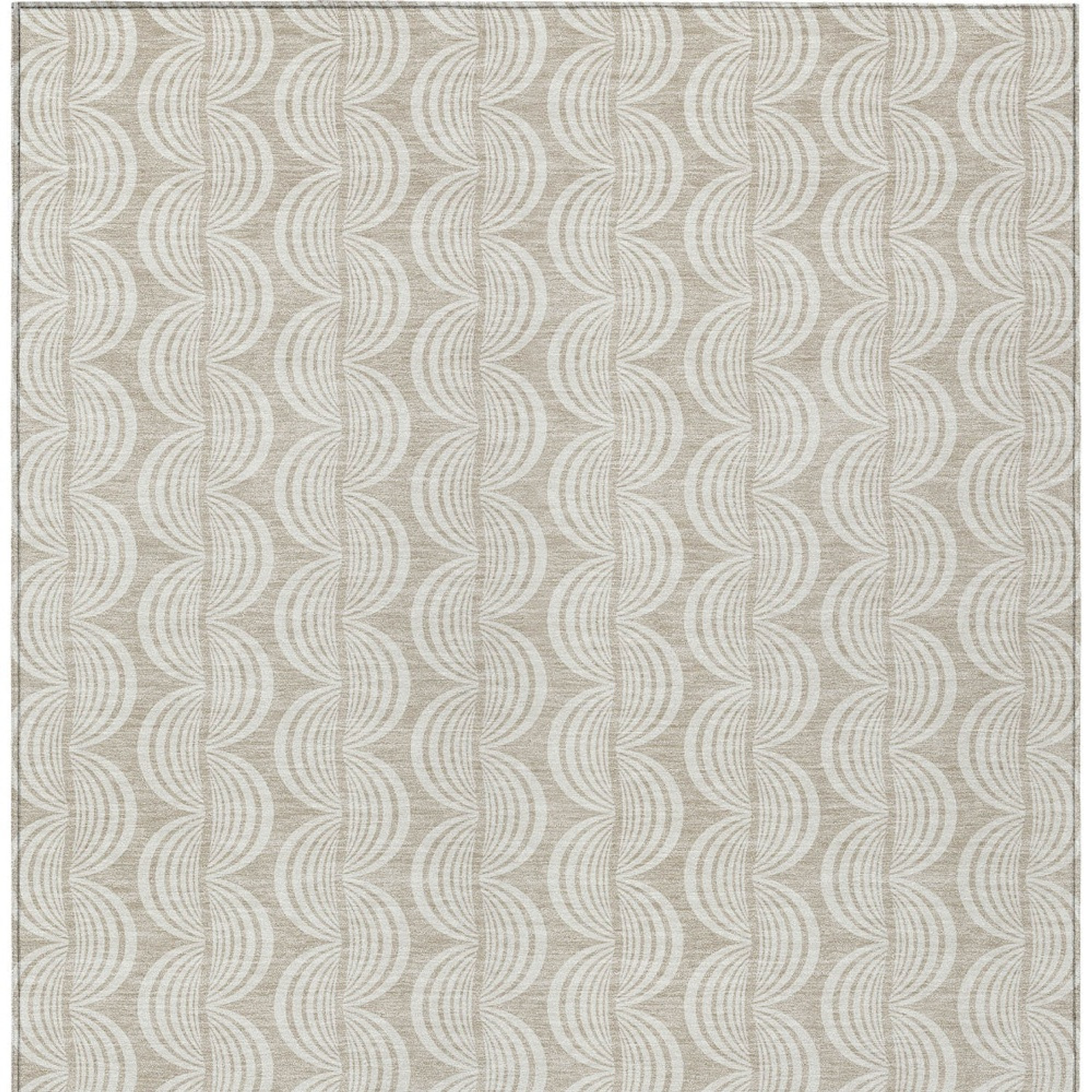 10' X 14' Beige And Ivory Ogee Washable Indoor Outdoor Area Rug - 1 - Sports & Outdoor