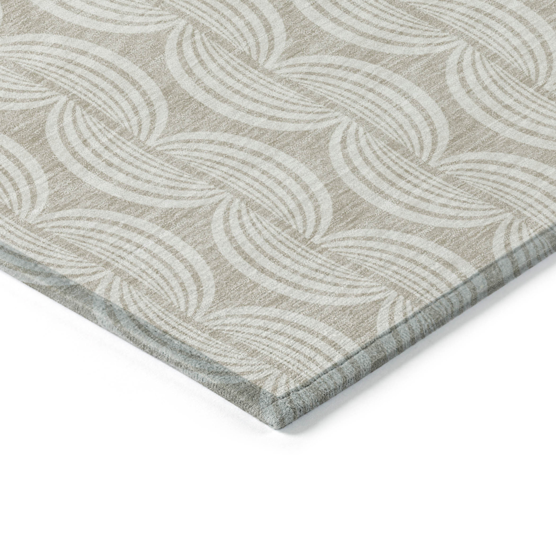 10' X 14' Beige And Ivory Ogee Washable Indoor Outdoor Area Rug - 1 - Sports & Outdoor