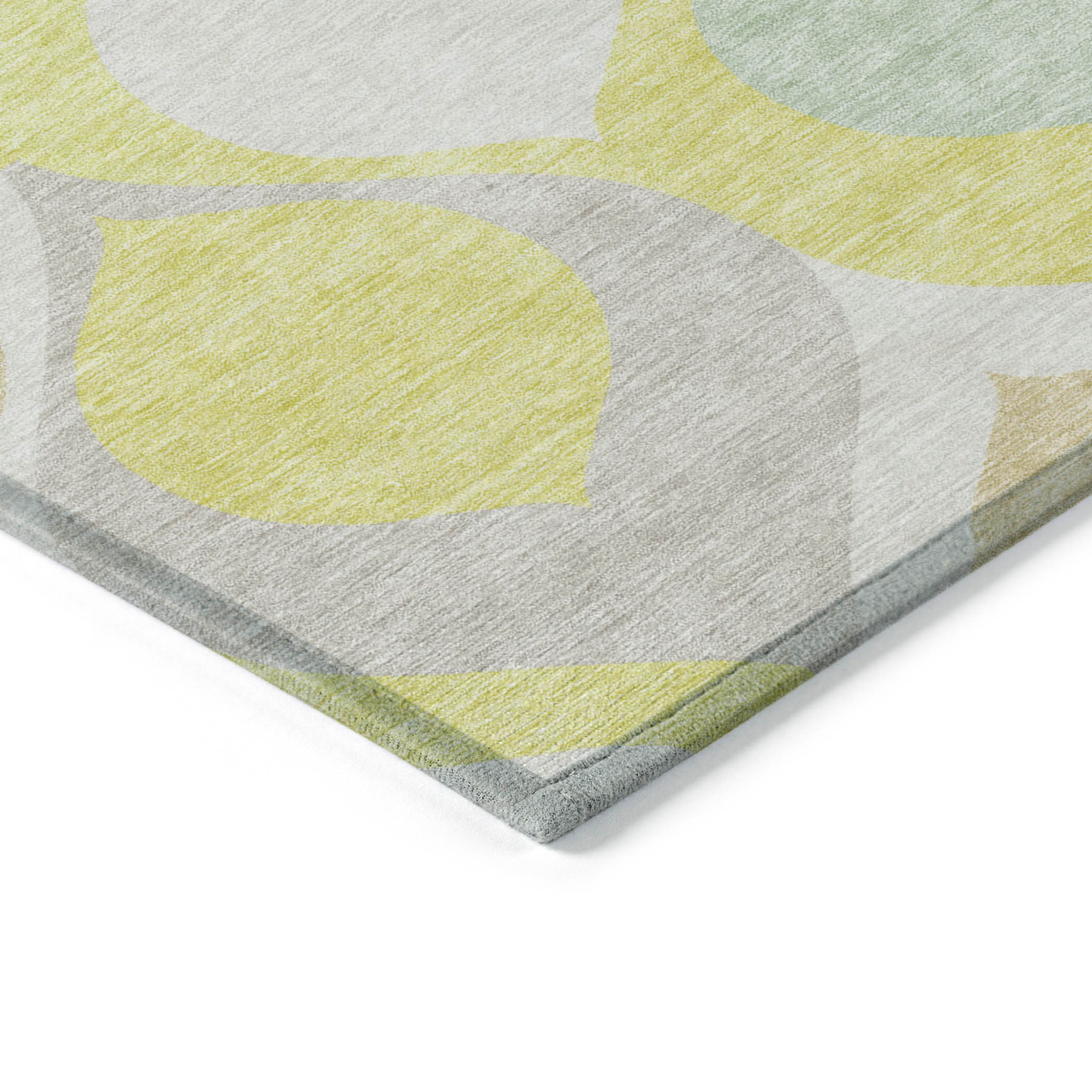 10' X 14' Yellow Mint Green And Beige Ogee Washable Indoor Outdoor Area Rug - 1 - Sports & Outdoor