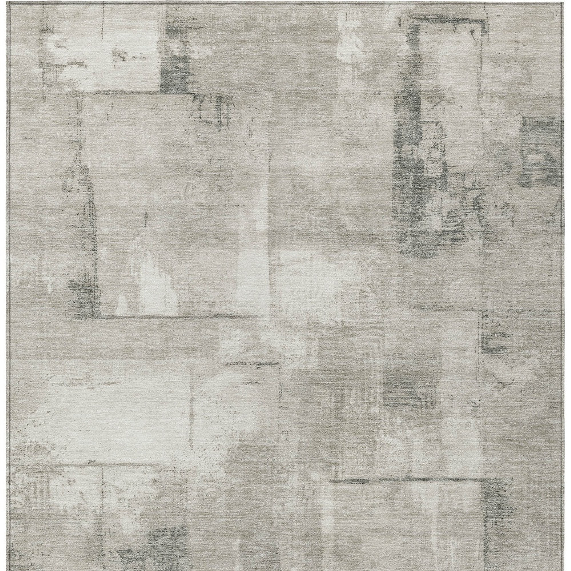 10' X 14' Beige And Gray Geometric Washable Indoor Outdoor Area Rug - 1 - Sports & Outdoor
