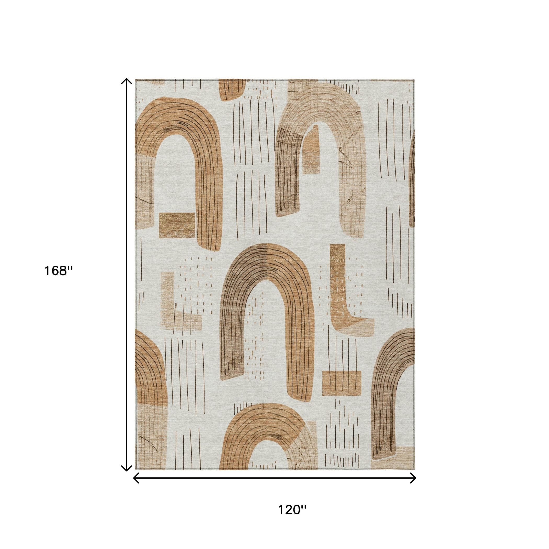 10' X 14' Ivory Khaki And Beige Geometric Washable Indoor Outdoor Area Rug - 1 - Sports & Outdoor