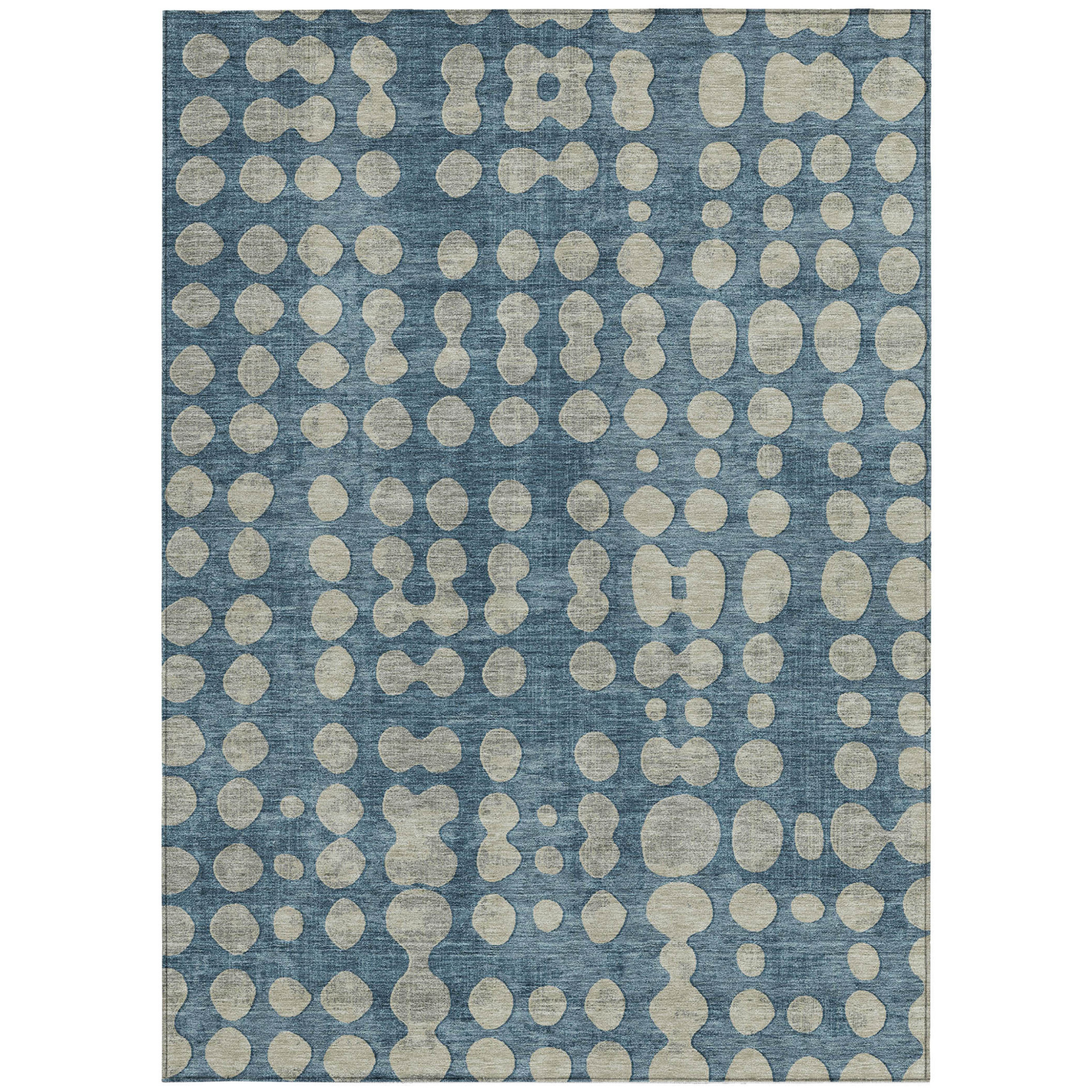10' X 14' Denim Blue And Gray Abstract Washable Indoor Outdoor Area Rug - 1 - Sports & Outdoor