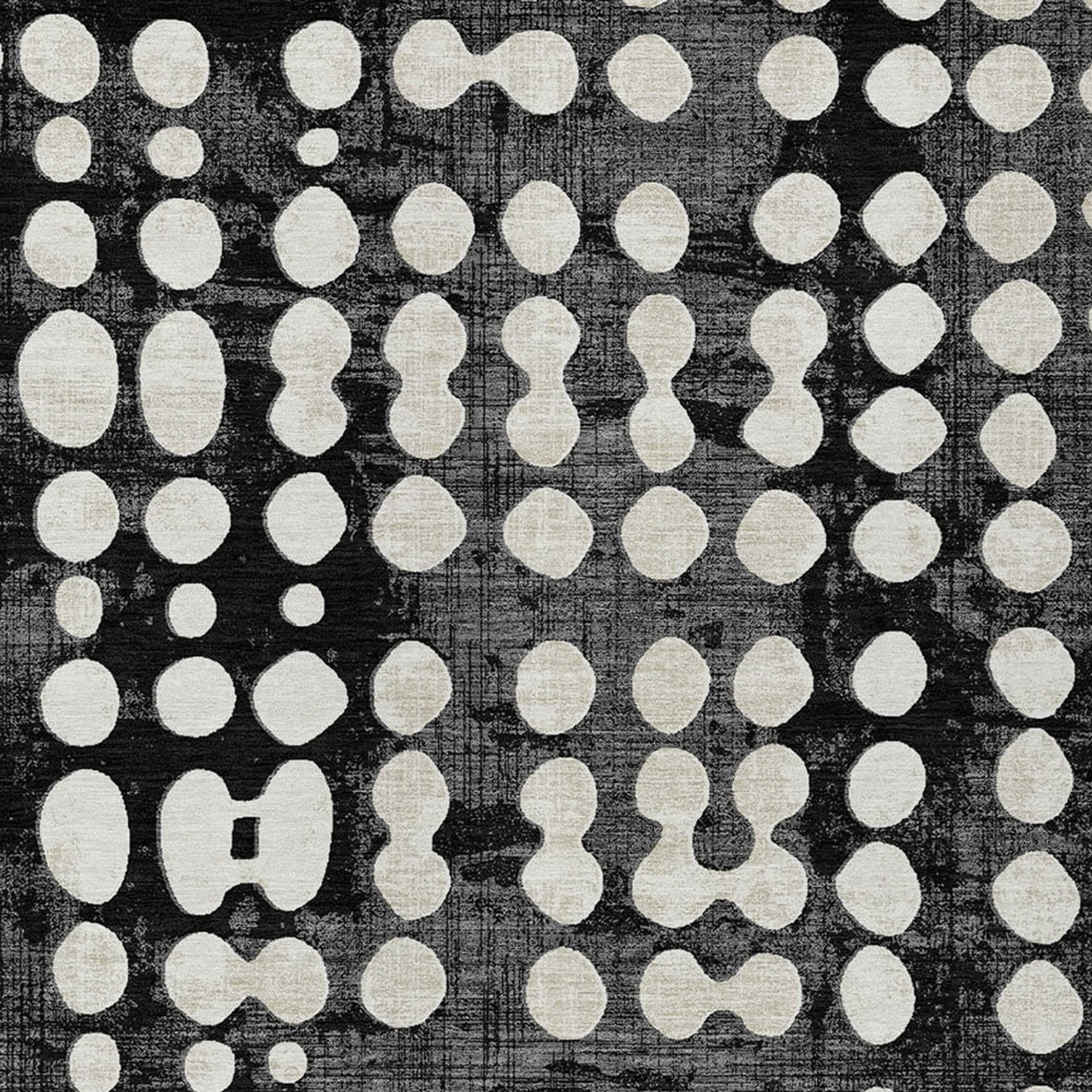 10' X 14' Black And Ivory Abstract Washable Indoor Outdoor Area Rug - 1 - Sports & Outdoor