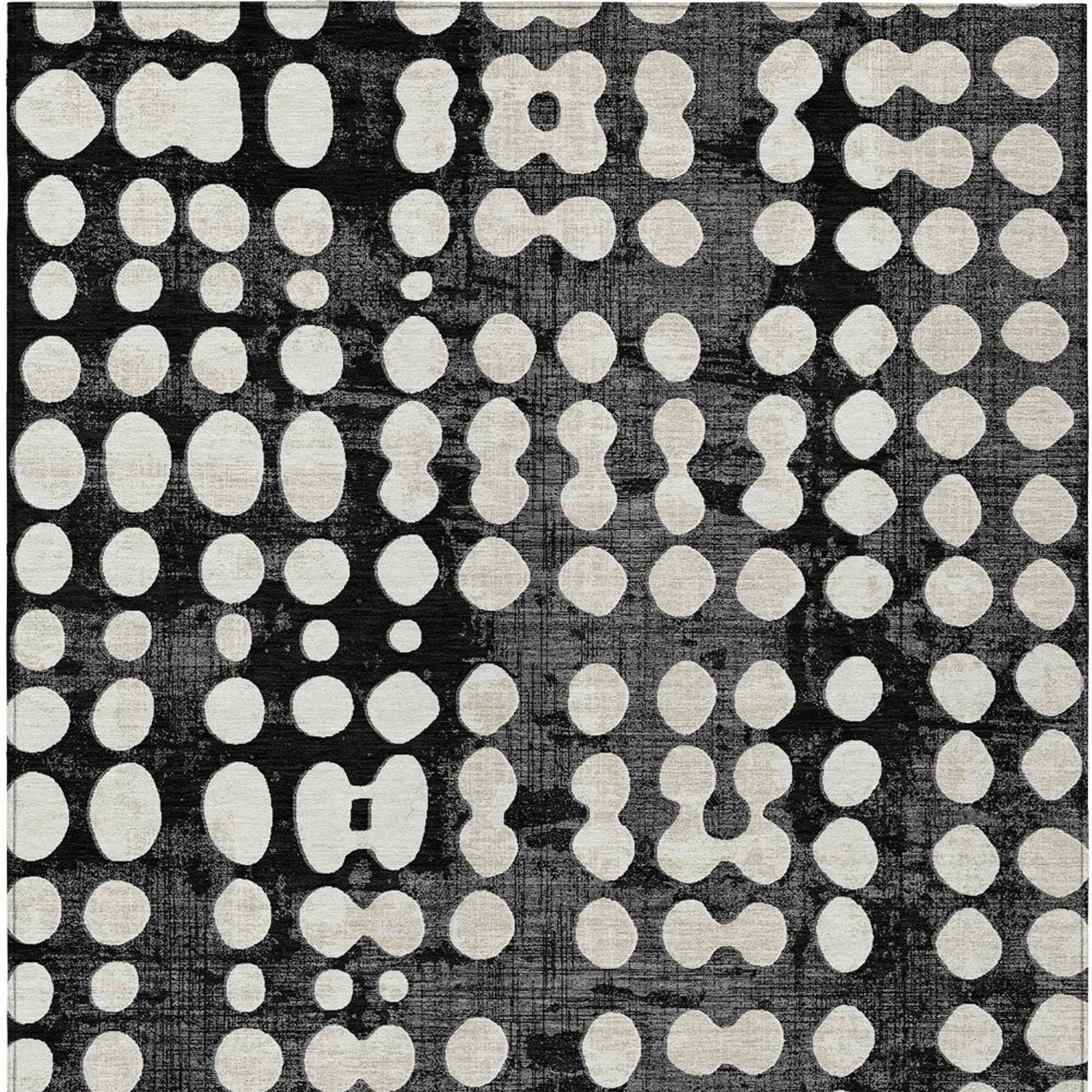10' X 14' Black And Ivory Abstract Washable Indoor Outdoor Area Rug - 1 - Sports & Outdoor
