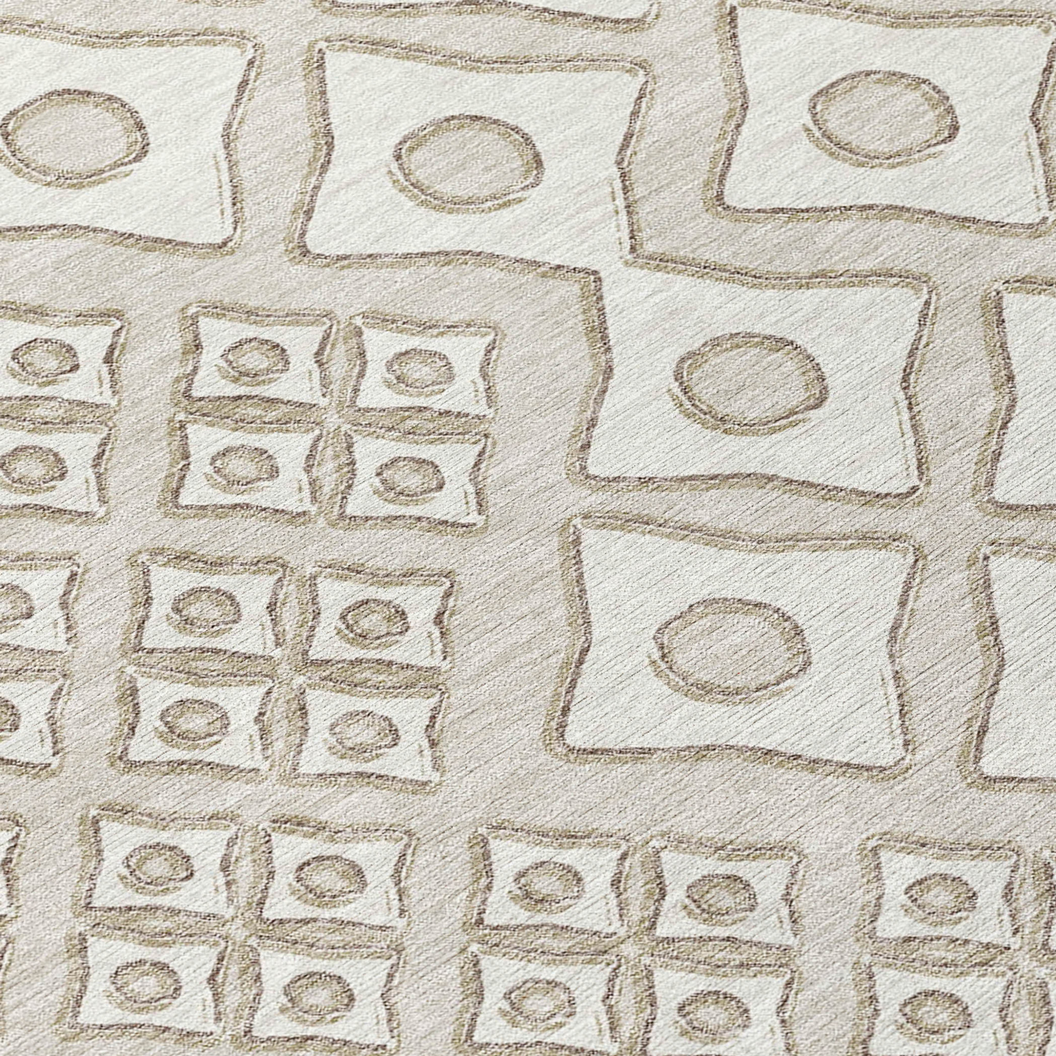 10' X 14' Beige And Ivory Geometric Washable Indoor Outdoor Area Rug - 1 - Sports & Outdoor