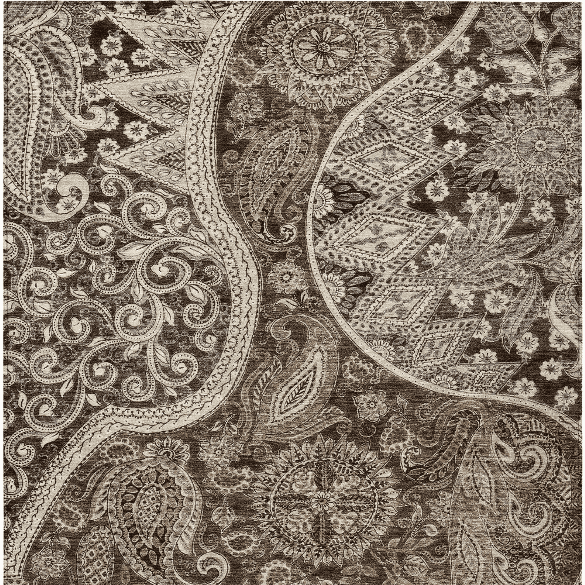 10' X 14' Brown Beige And Tan Floral Medallion Washable Indoor Outdoor Area Rug - 1 - Sports & Outdoor