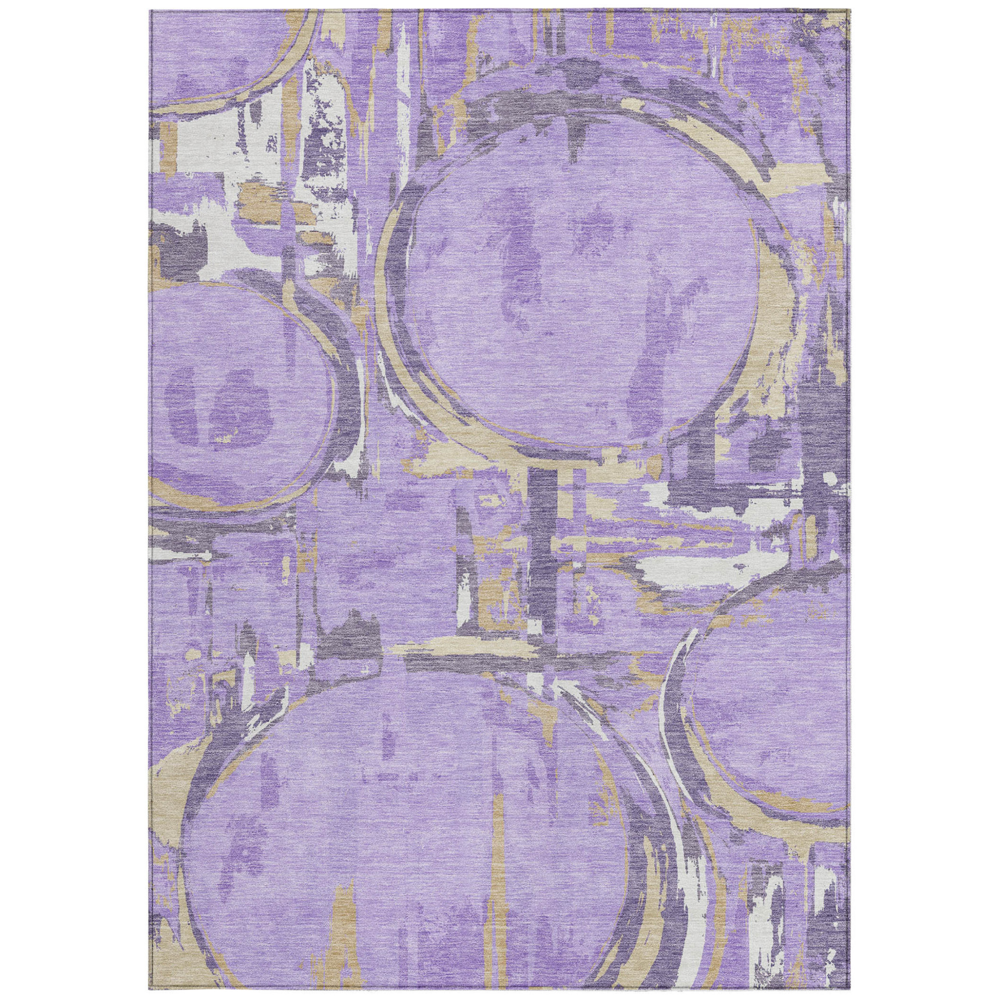 10' X 14' Lavender Lilac And Purple Geometric Washable Indoor Outdoor Area Rug - 1 - Sports & Outdoor