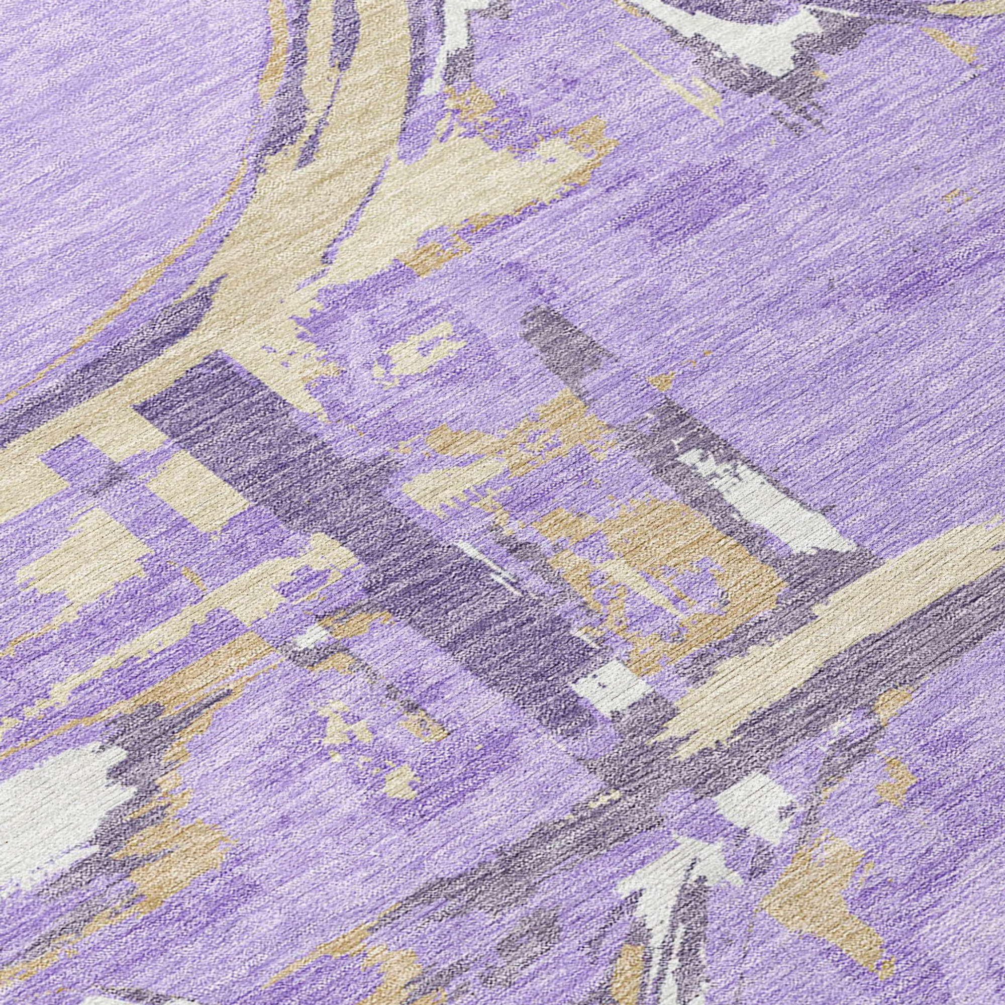10' X 14' Lavender Lilac And Purple Geometric Washable Indoor Outdoor Area Rug - 1 - Sports & Outdoor