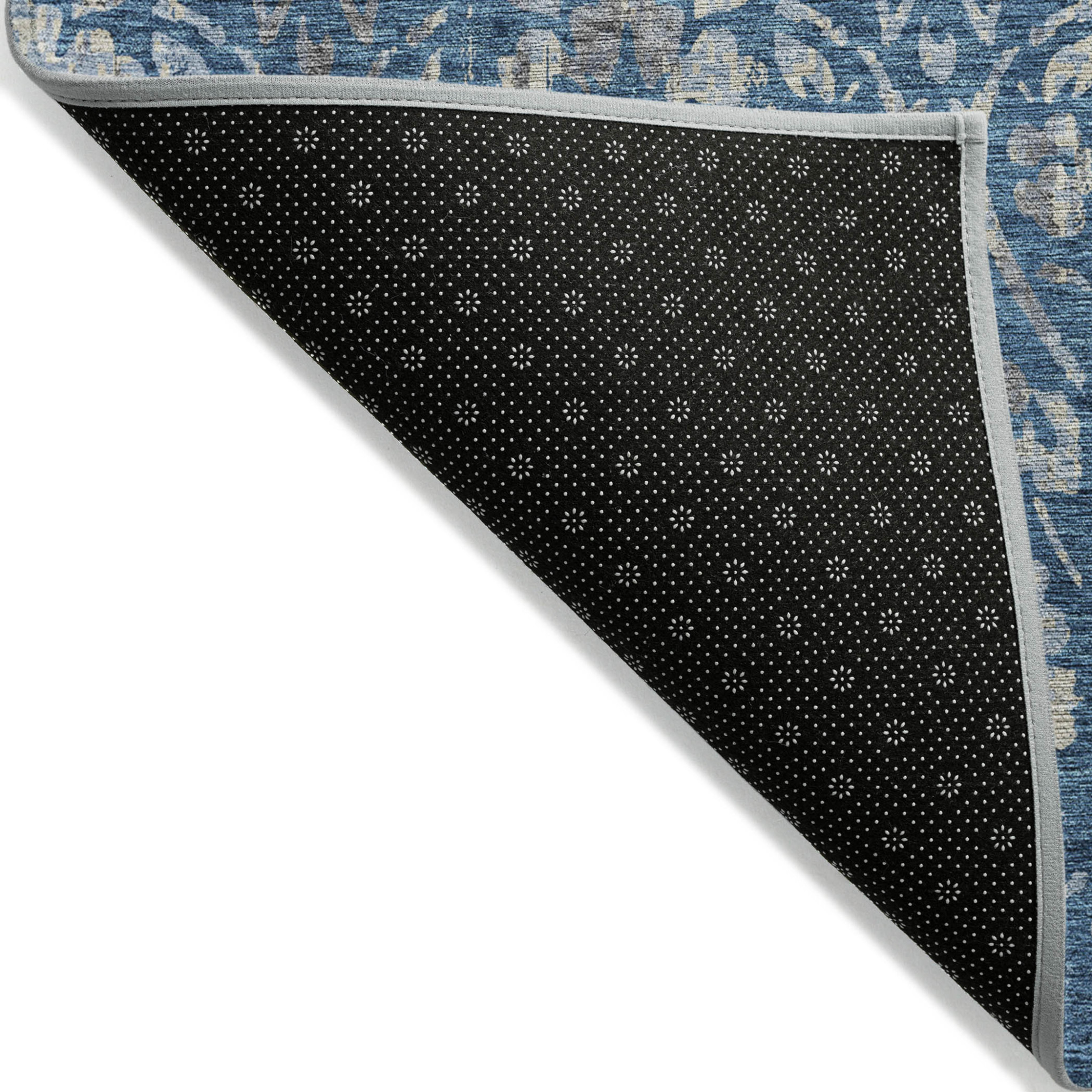 10' X 14' Blue And Ivory Floral Washable Indoor Outdoor Area Rug - 1 - Sports & Outdoor